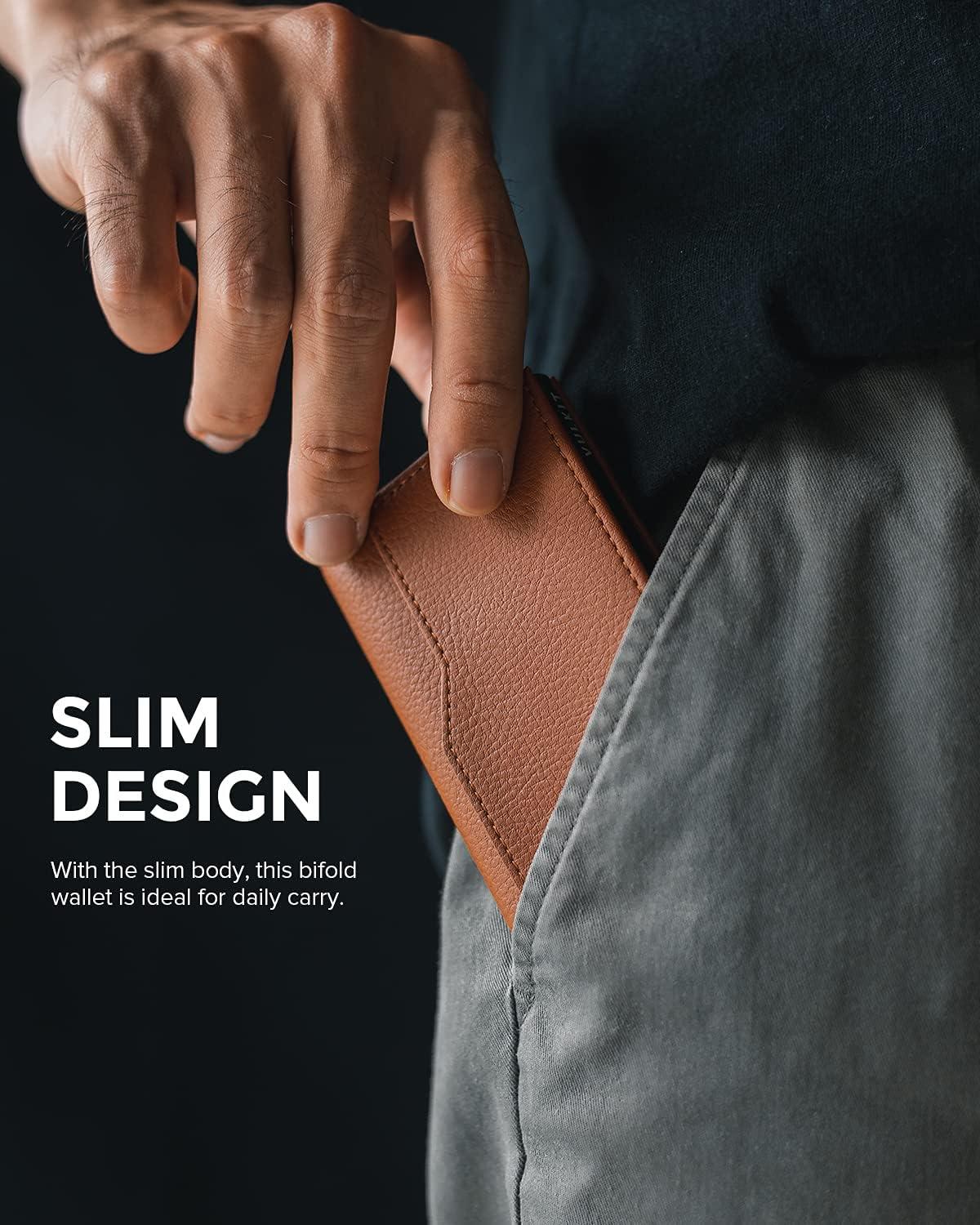 image:imageVULKIT Card Holder Wallet with Double ID Windows RFID Blocking Pop Up Wallet Minimalist Design for 12 CardsBrown