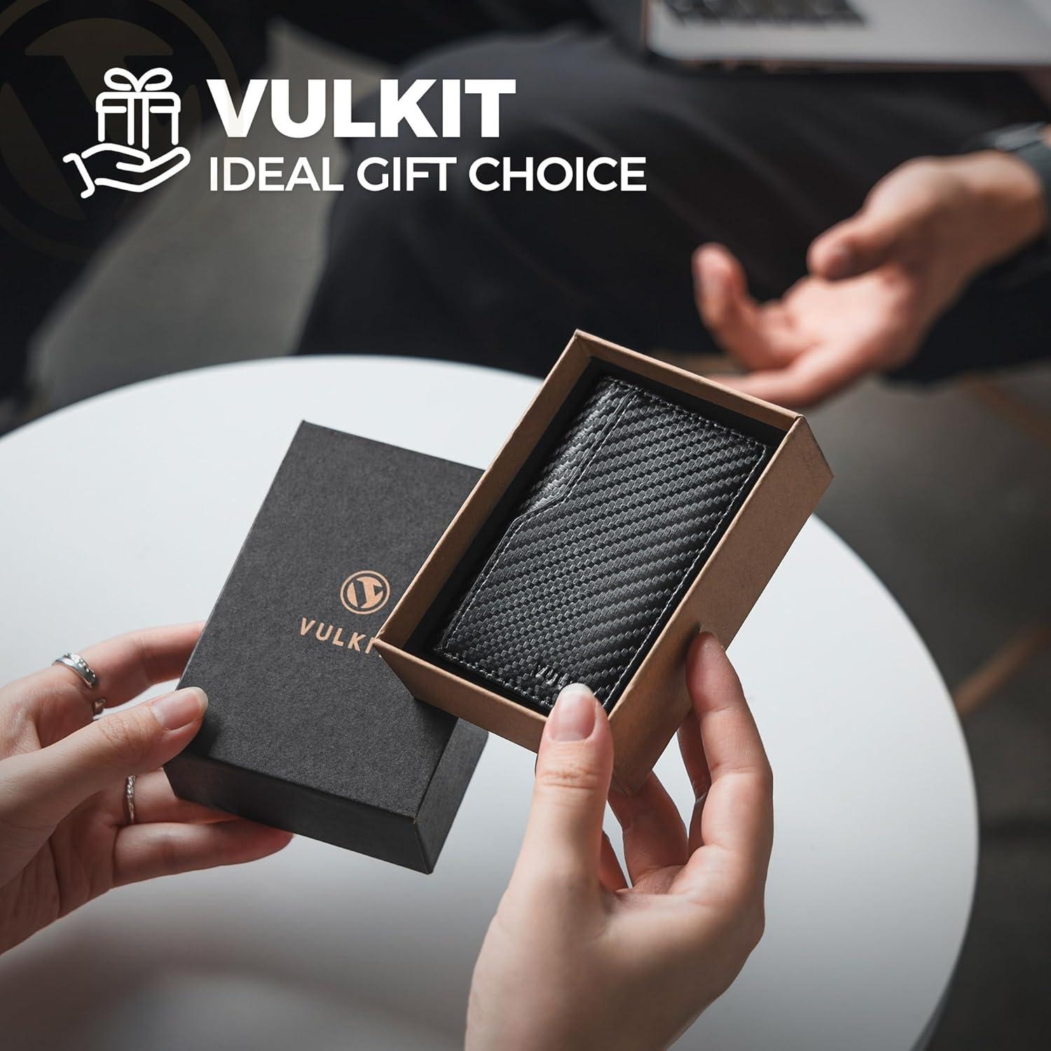 image:imageVULKIT Card Holder Wallet with Double ID Windows RFID Blocking Pop Up Wallet Minimalist Design for 12 CardsCF Black