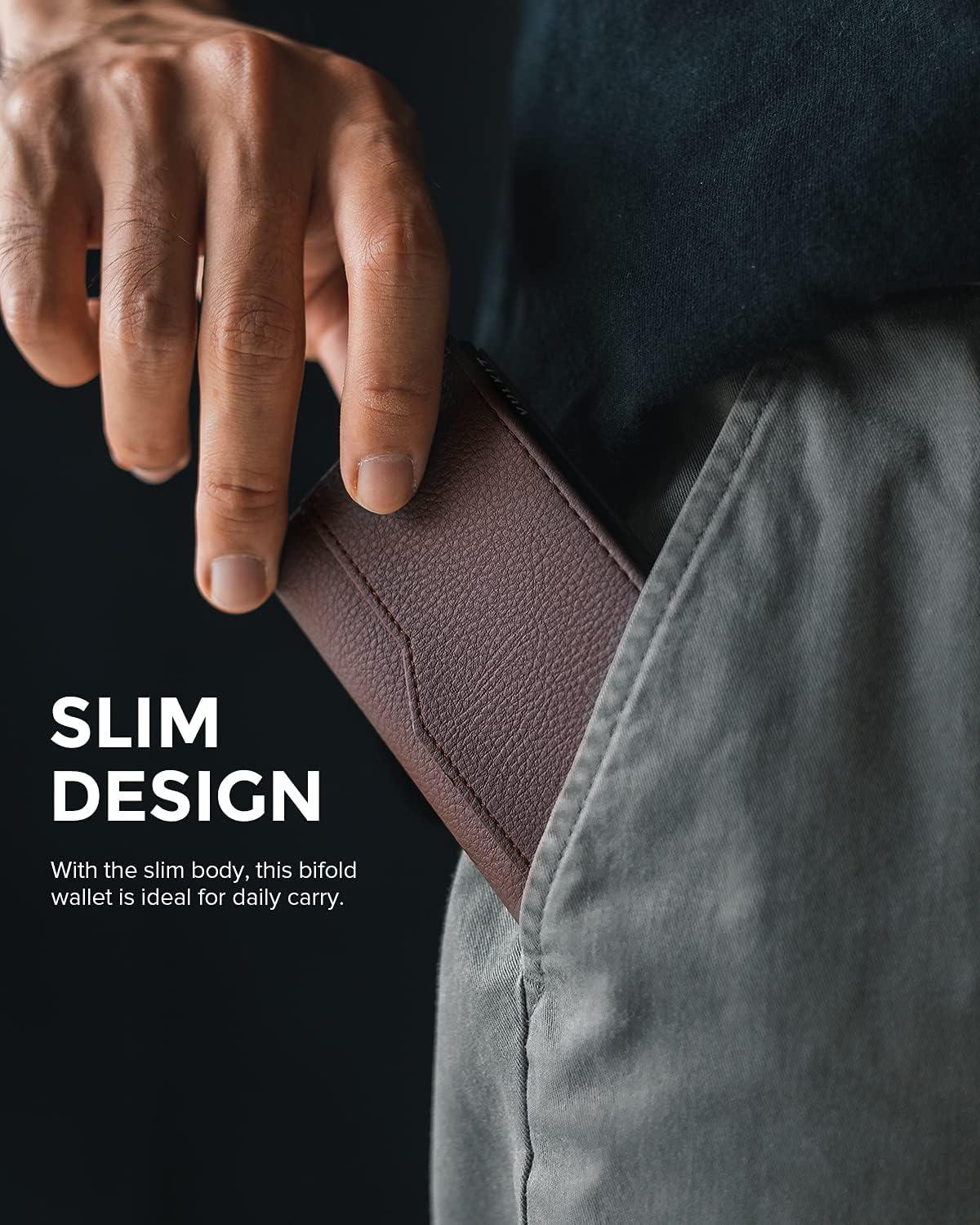 image:imageVULKIT Card Holder Wallet with Double ID Windows RFID Blocking Pop Up Wallet Minimalist Design for 12 CardsDark Brown