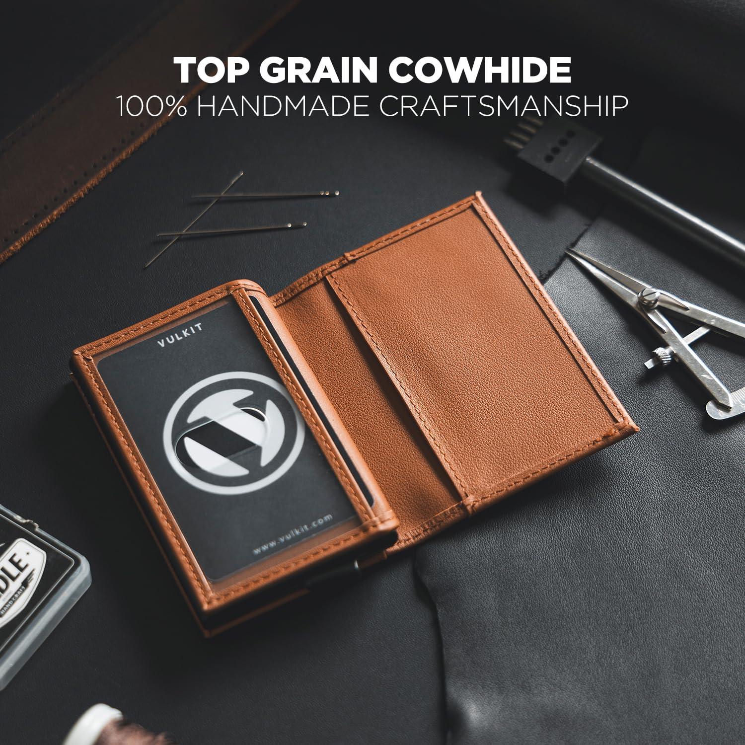 image:imageVULKIT Card Holder Wallet with Double ID Windows RFID Blocking Pop Up Wallet Minimalist Design for 12 CardsNappa Brown