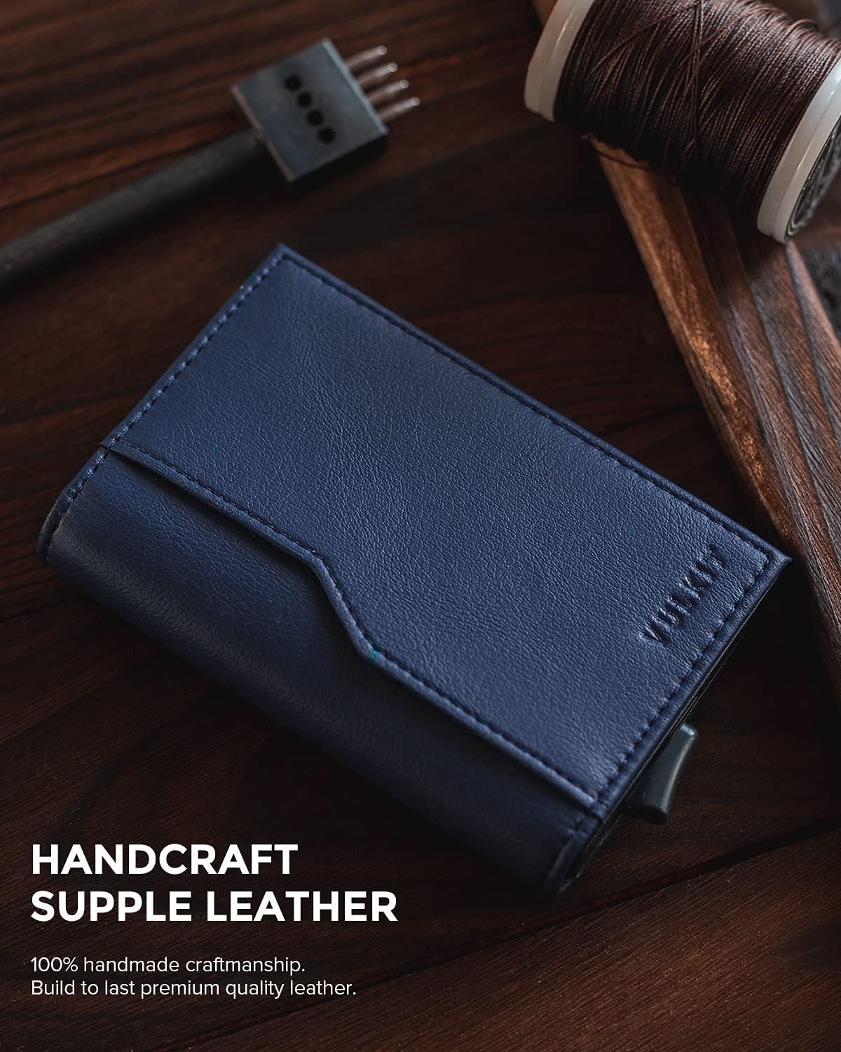 image:imageVULKIT Card Holder Wallet with Double ID Windows RFID Blocking Pop Up Wallet Minimalist Design for 12 CardsNavy