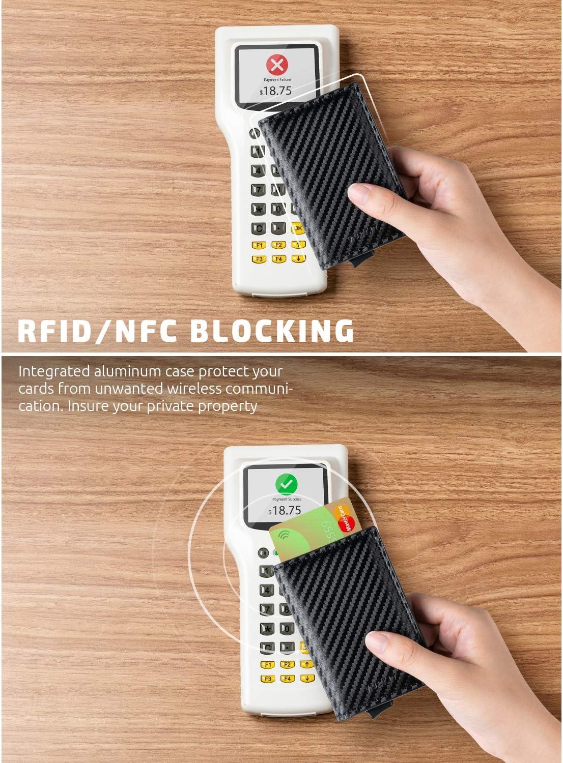 image:imageVULKIT Credit Card Holder RFID Blocking Leather Automatic Pop Up Wallet Aluminum Slim Pocket Business Card Caseblack
