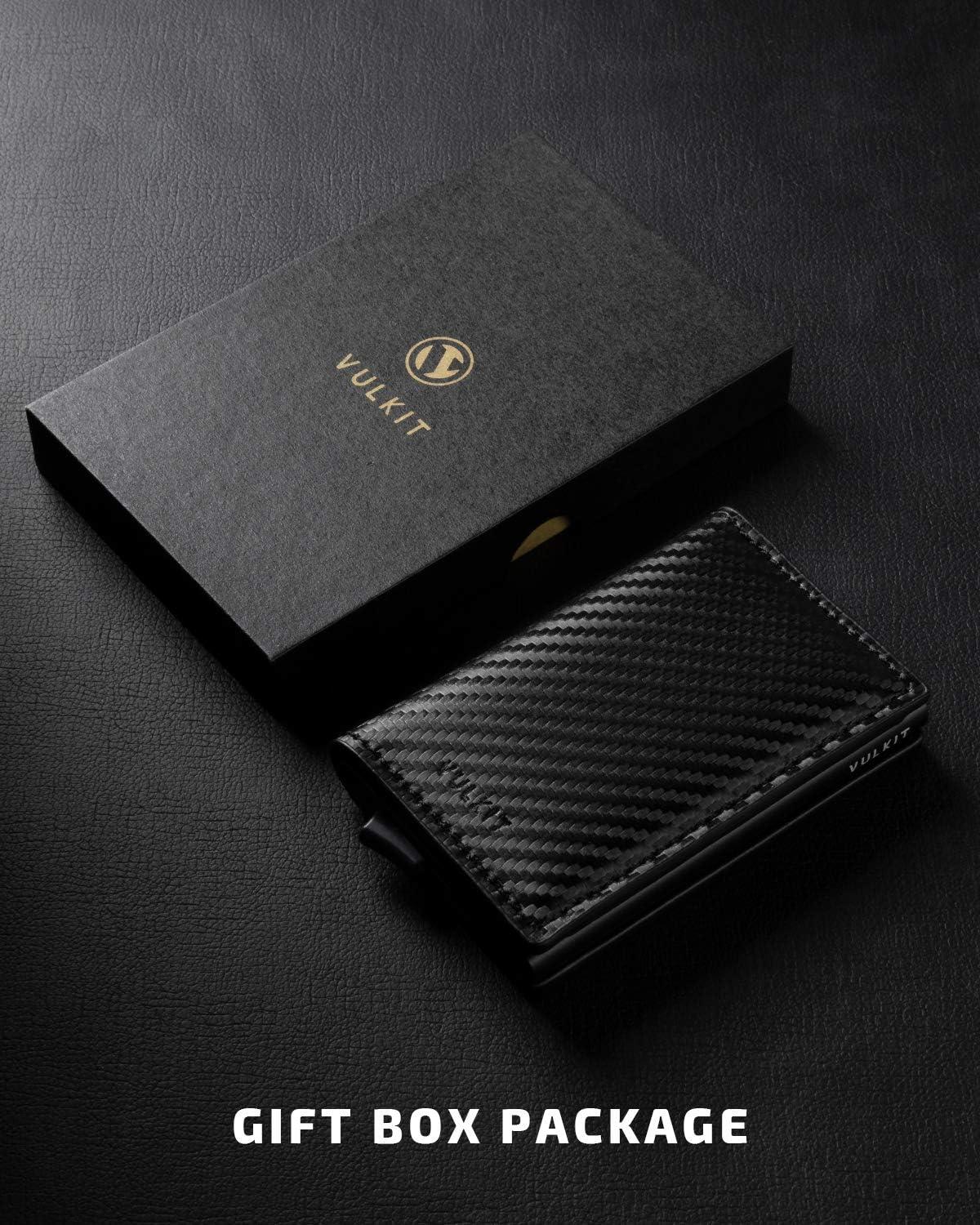 image:imageVULKIT Credit Card Holder RFID Blocking Leather Automatic Pop Up Wallet Aluminum Slim Pocket Business Card Caseblack
