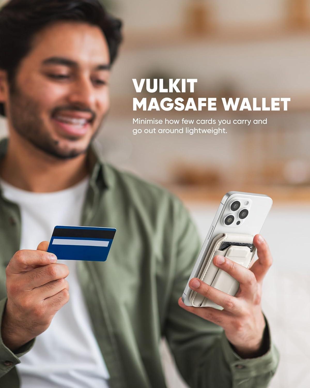 image:imageVULKIT Magnetic Phone Card holder RFID Blocking Slim Card Wallet Phone Case Compatible with Suitble for iphone 1615141312 SeriesBlackBeige