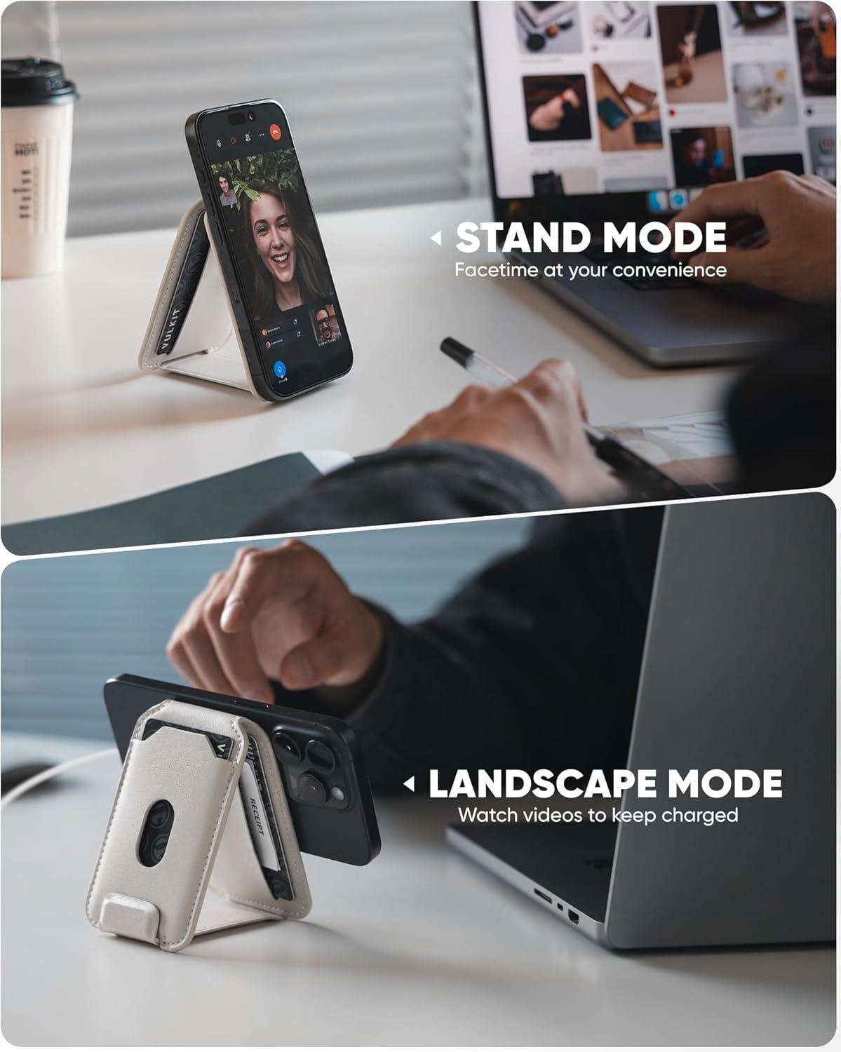 image:imageVULKIT Magnetic Phone Card holder RFID Blocking Slim Card Wallet Phone Case Compatible with Suitble for iphone 1615141312 SeriesBlackBeige