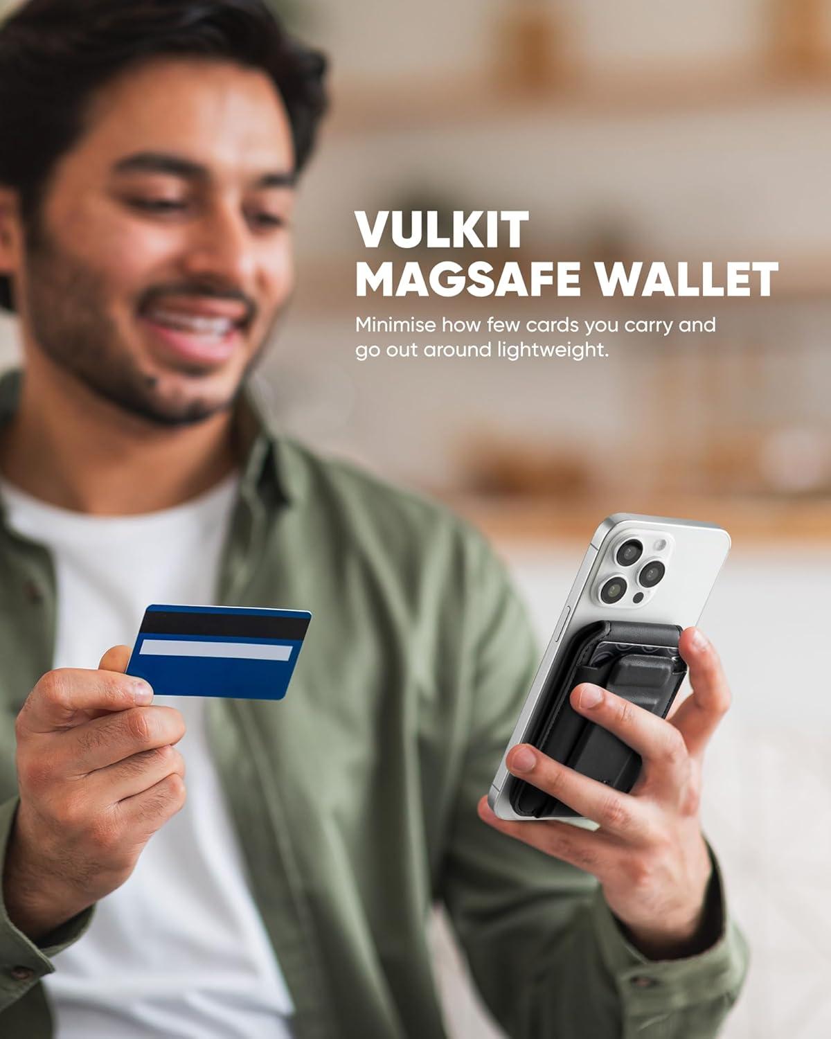 image:imageVULKIT Magnetic Phone Card holder RFID Blocking Slim Card Wallet Phone Case Compatible with Suitble for iphone 1615141312 SeriesBlackBlack