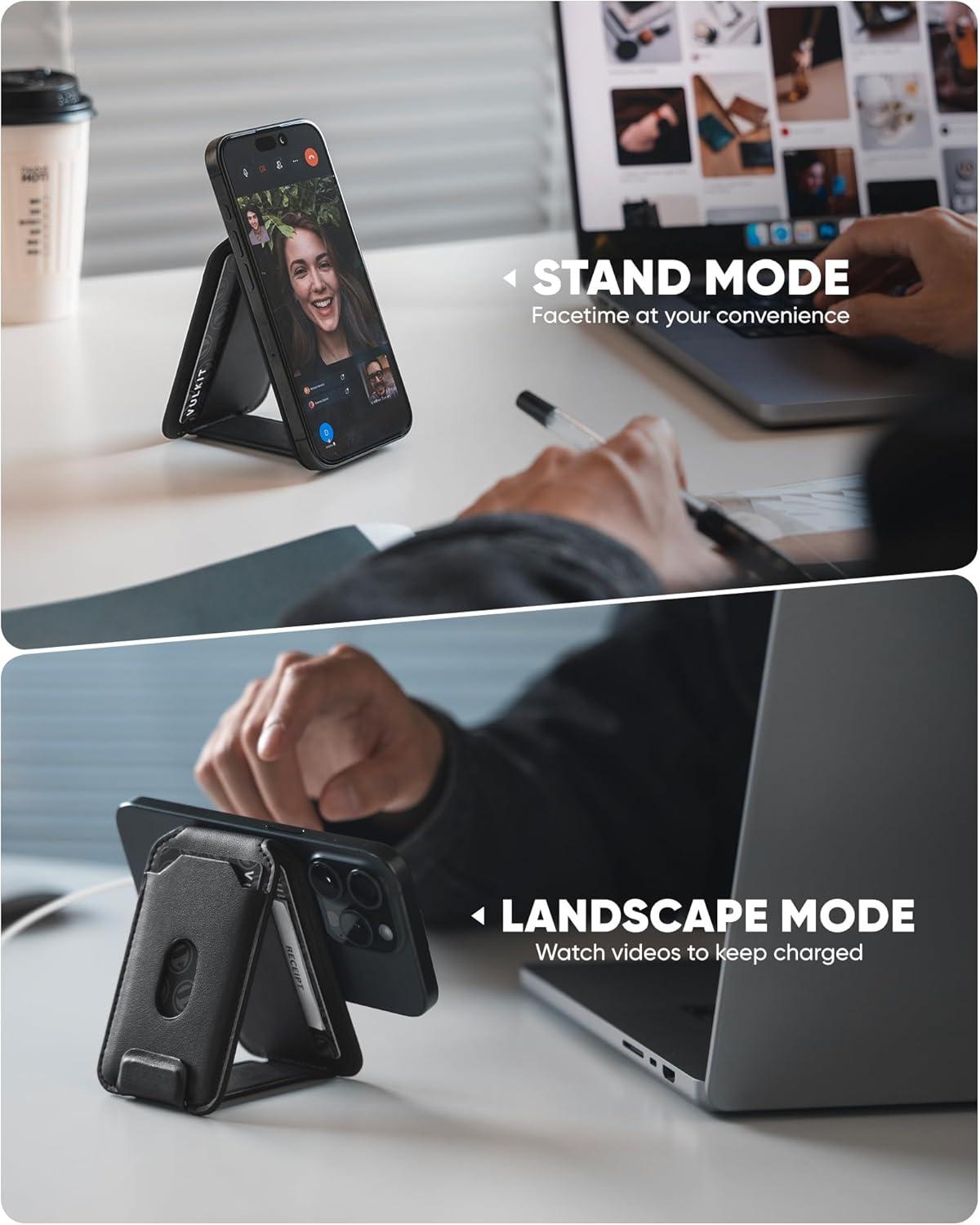 image:imageVULKIT Magnetic Phone Card holder RFID Blocking Slim Card Wallet Phone Case Compatible with Suitble for iphone 1615141312 SeriesBlackBlack
