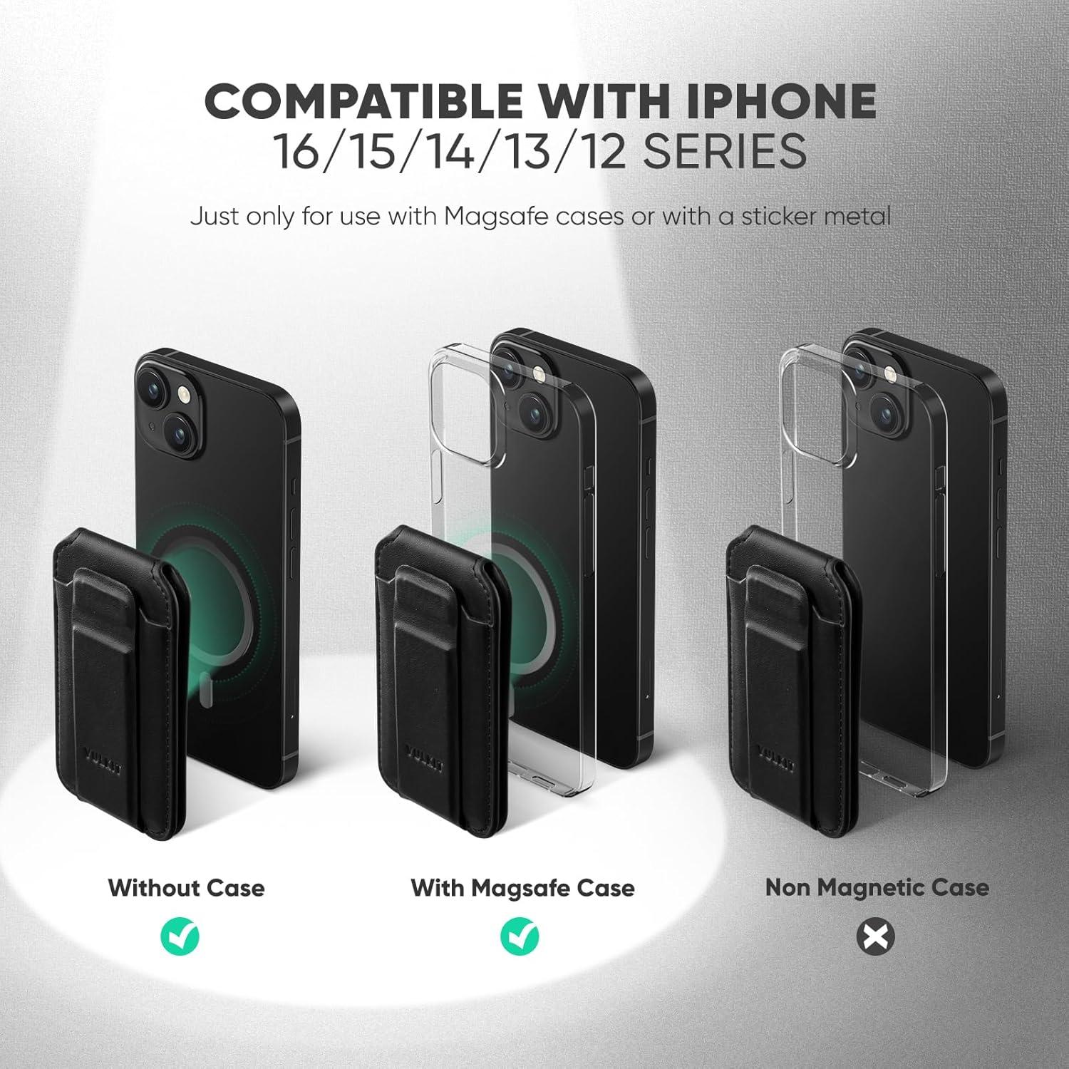 image:imageVULKIT Magnetic Phone Card holder RFID Blocking Slim Card Wallet Phone Case Compatible with Suitble for iphone 1615141312 SeriesBlackBlack