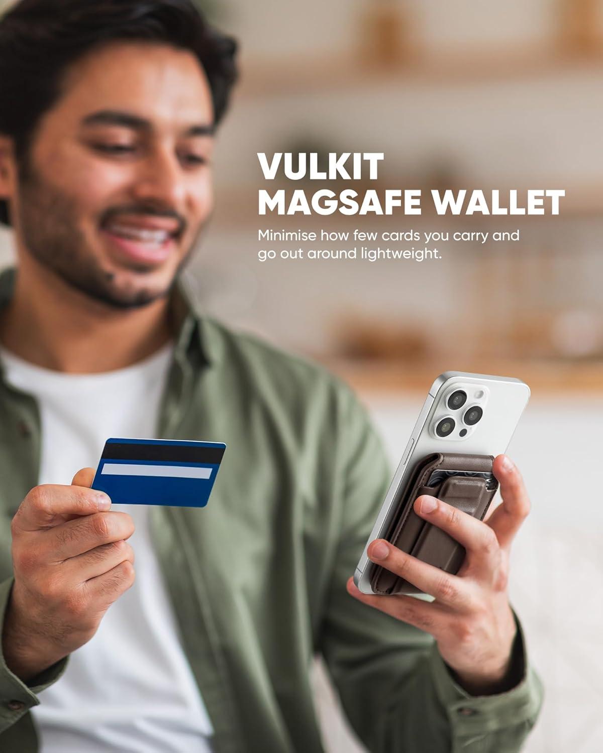 image:imageVULKIT Magnetic Phone Card holder RFID Blocking Slim Card Wallet Phone Case Compatible with Suitble for iphone 1615141312 SeriesBlackEspresso