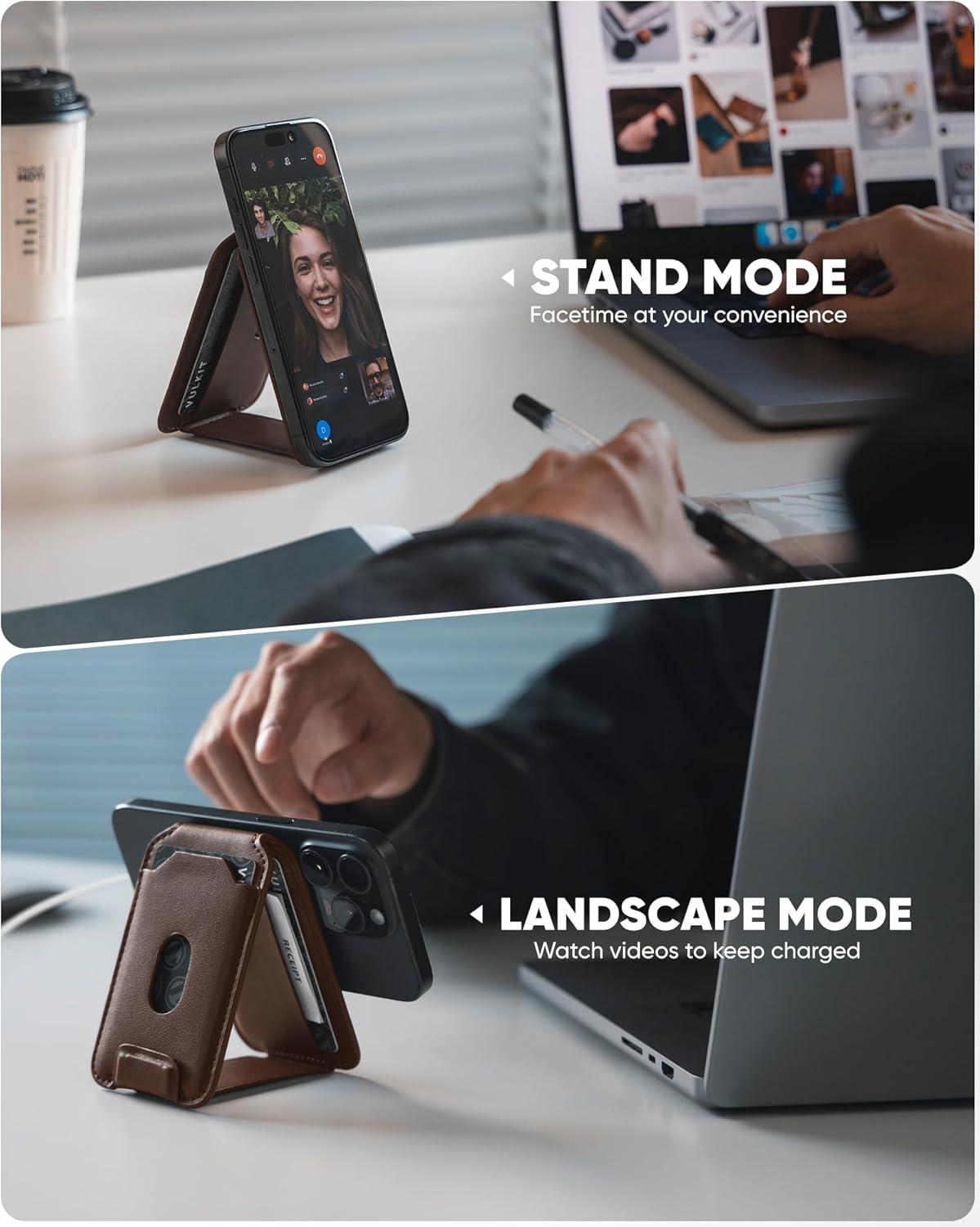 image:imageVULKIT Magnetic Phone Card holder RFID Blocking Slim Card Wallet Phone Case Compatible with Suitble for iphone 1615141312 SeriesBlackEspresso