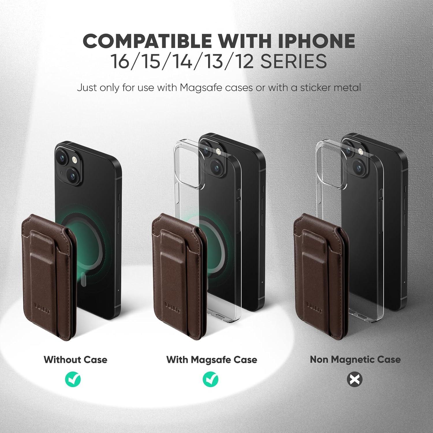 image:imageVULKIT Magnetic Phone Card holder RFID Blocking Slim Card Wallet Phone Case Compatible with Suitble for iphone 1615141312 SeriesBlackEspresso