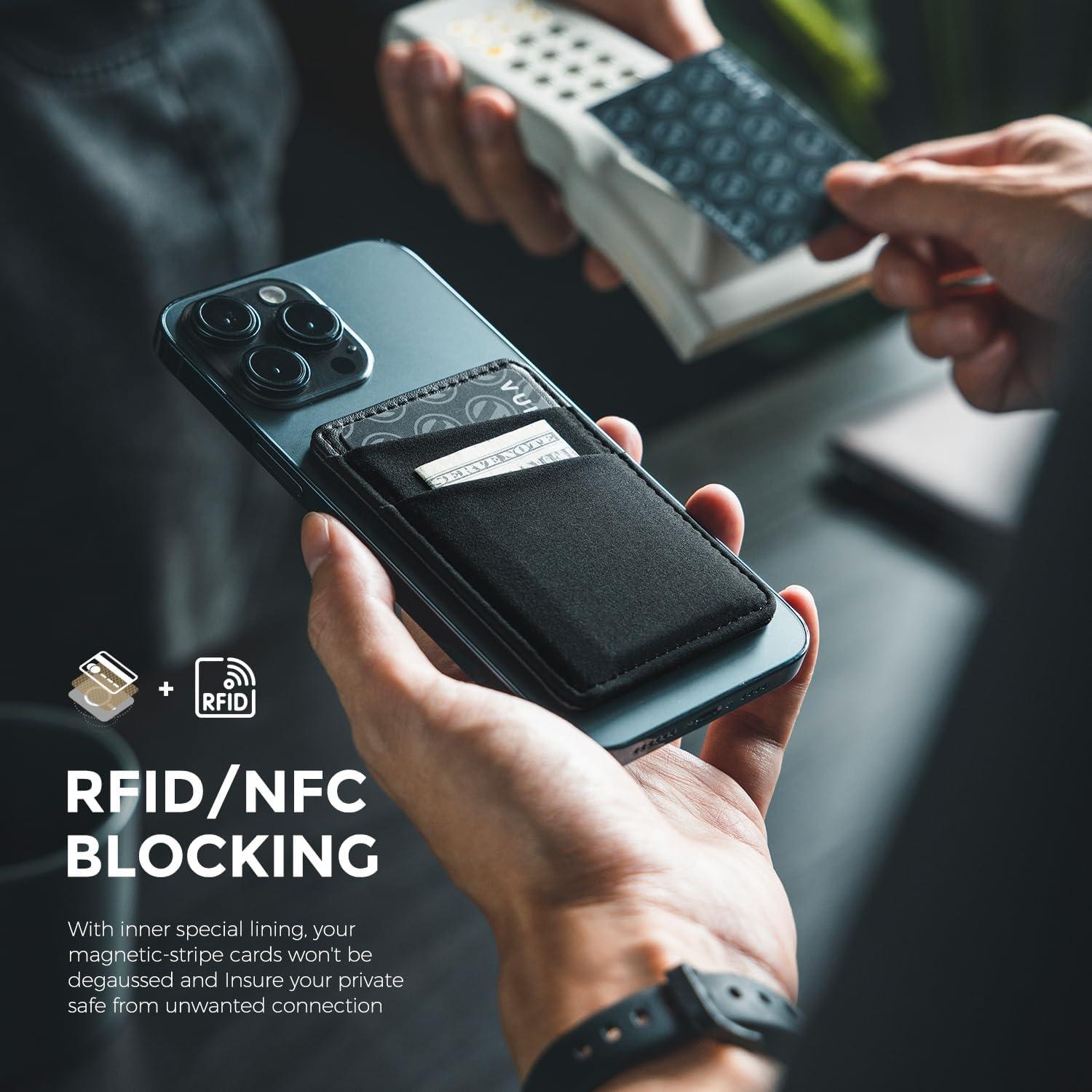 image:imageVULKIT Magnetic Phone Wallet for MagSafe RFID Blocking Card Holder Wallet for iPhone 1615141312 Series amp Phone Case with MagSafeBlack