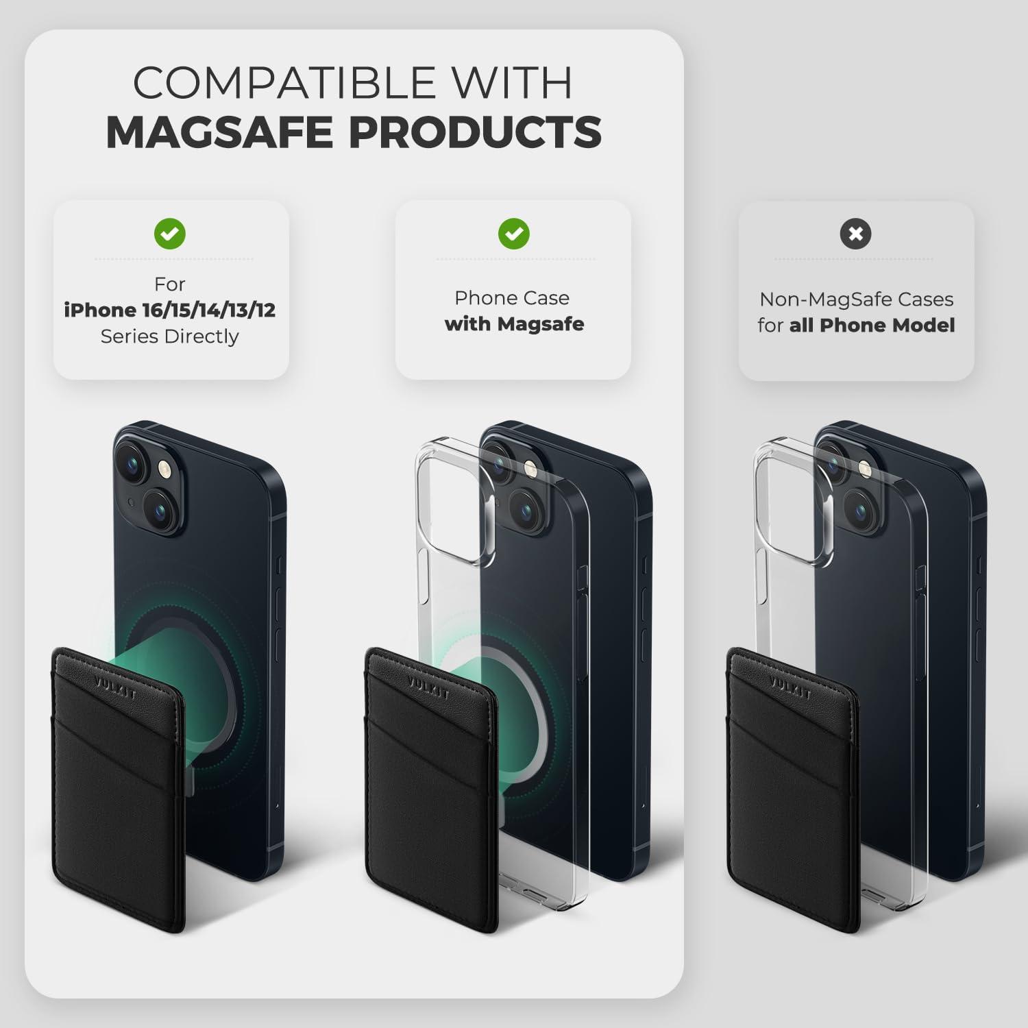 image:imageVULKIT Magnetic Phone Wallet for MagSafe RFID Blocking Card Holder Wallet for iPhone 1615141312 Series amp Phone Case with MagSafeBlack