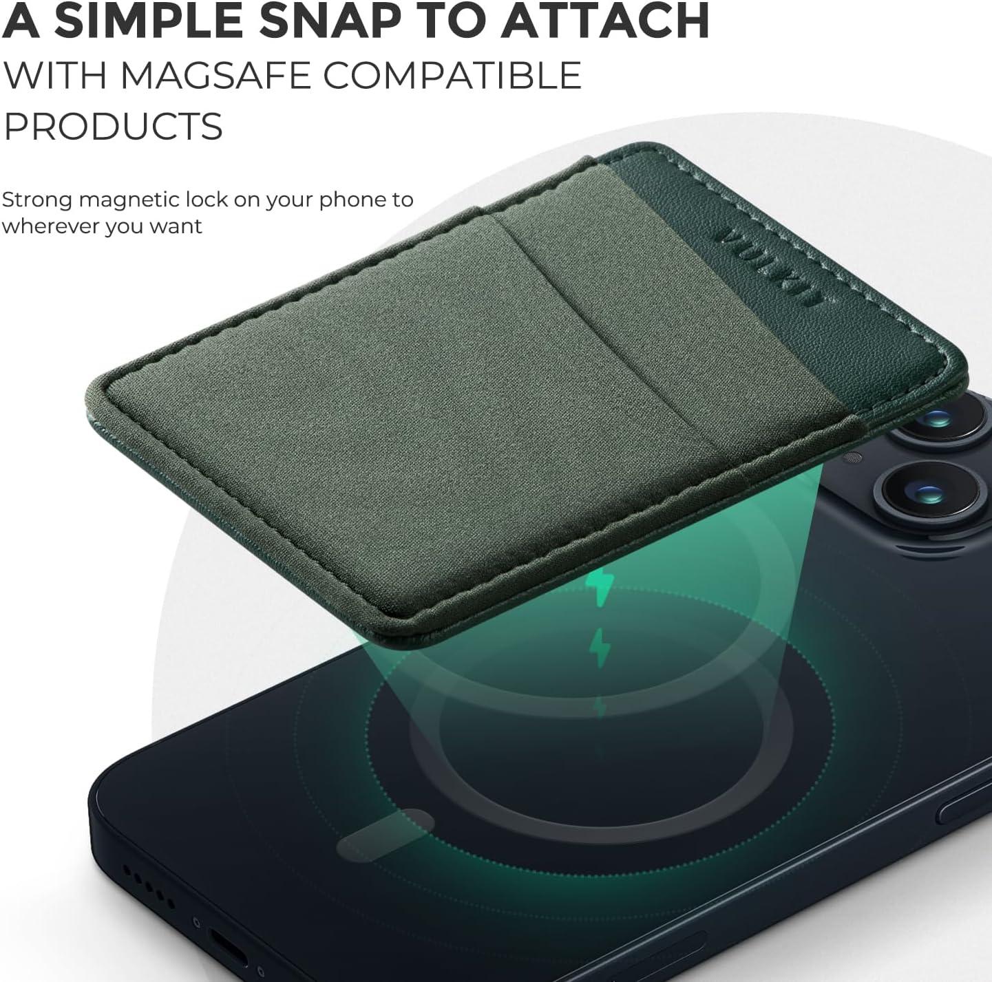 image:imageVULKIT Magnetic Phone Wallet for MagSafe RFID Blocking Card Holder Wallet for iPhone 1615141312 Series amp Phone Case with MagSafeForest Green