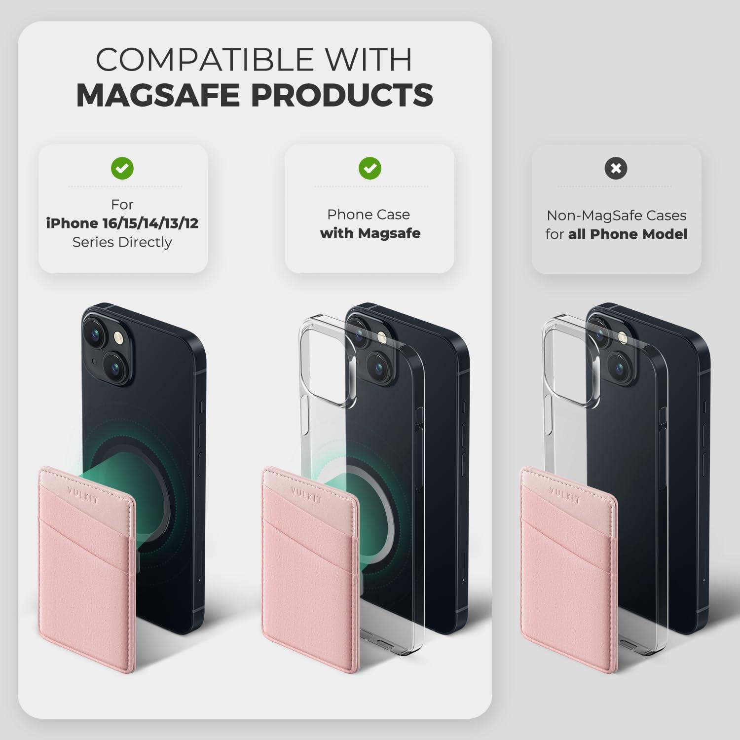 image:imageVULKIT Magnetic Phone Wallet for MagSafe RFID Blocking Card Holder Wallet for iPhone 1615141312 Series amp Phone Case with MagSafeRose