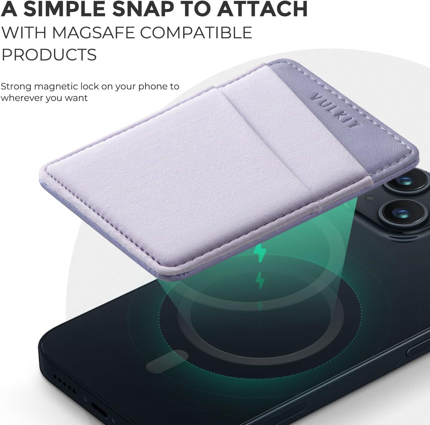 image:imageVULKIT Magnetic Phone Wallet for MagSafe RFID Blocking Card Holder Wallet for iPhone 1615141312 Series amp Phone Case with MagSafeViolet