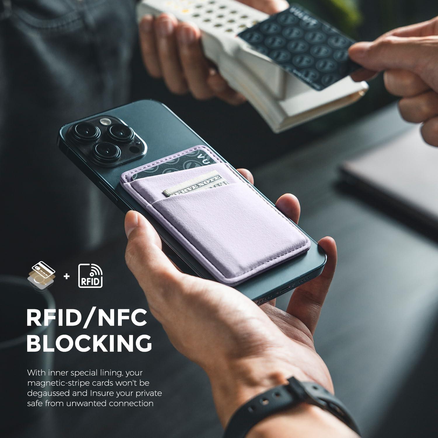 image:imageVULKIT Magnetic Phone Wallet for MagSafe RFID Blocking Card Holder Wallet for iPhone 1615141312 Series amp Phone Case with MagSafeViolet