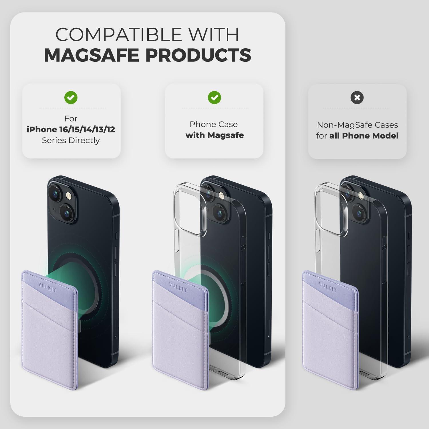 image:imageVULKIT Magnetic Phone Wallet for MagSafe RFID Blocking Card Holder Wallet for iPhone 1615141312 Series amp Phone Case with MagSafeViolet
