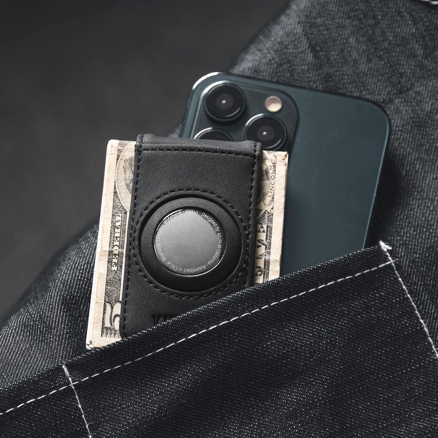 image:imageVULKIT Mens Magnetic Money Clip with Airtag Holder Airtag NOT Included Holds Up to 15 Cash or 8 CardsBlack