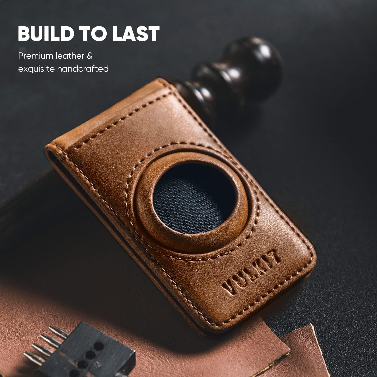 image:imageVULKIT Mens Magnetic Money Clip with Airtag Holder Airtag NOT Included Holds Up to 15 Cash or 8 CardsBrown