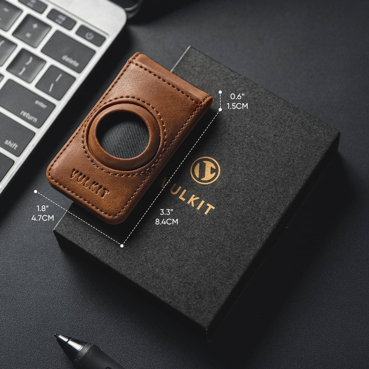 image:imageVULKIT Mens Magnetic Money Clip with Airtag Holder Airtag NOT Included Holds Up to 15 Cash or 8 CardsBrown