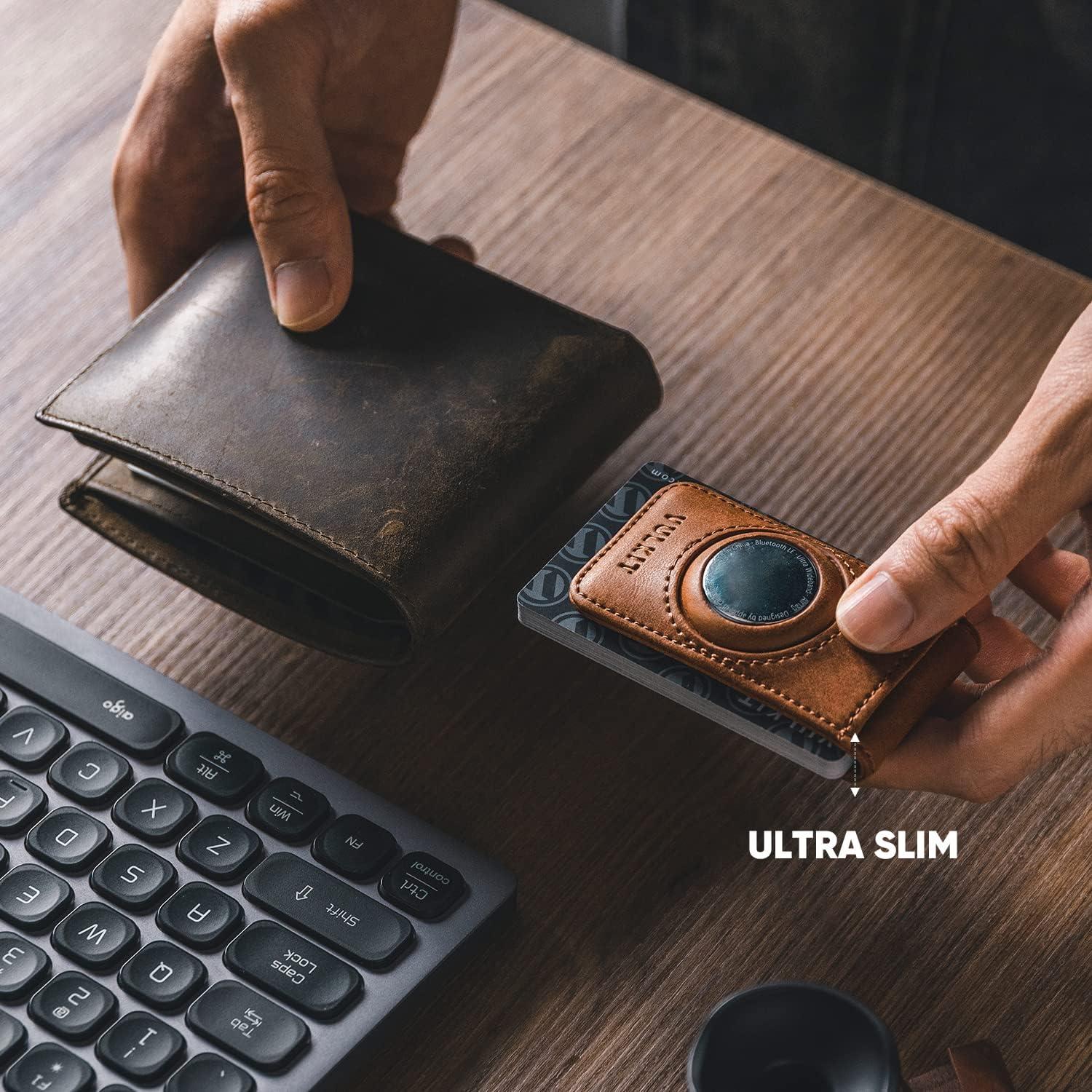 image:imageVULKIT Mens Magnetic Money Clip with Airtag Holder Airtag NOT Included Holds Up to 15 Cash or 8 CardsBrown