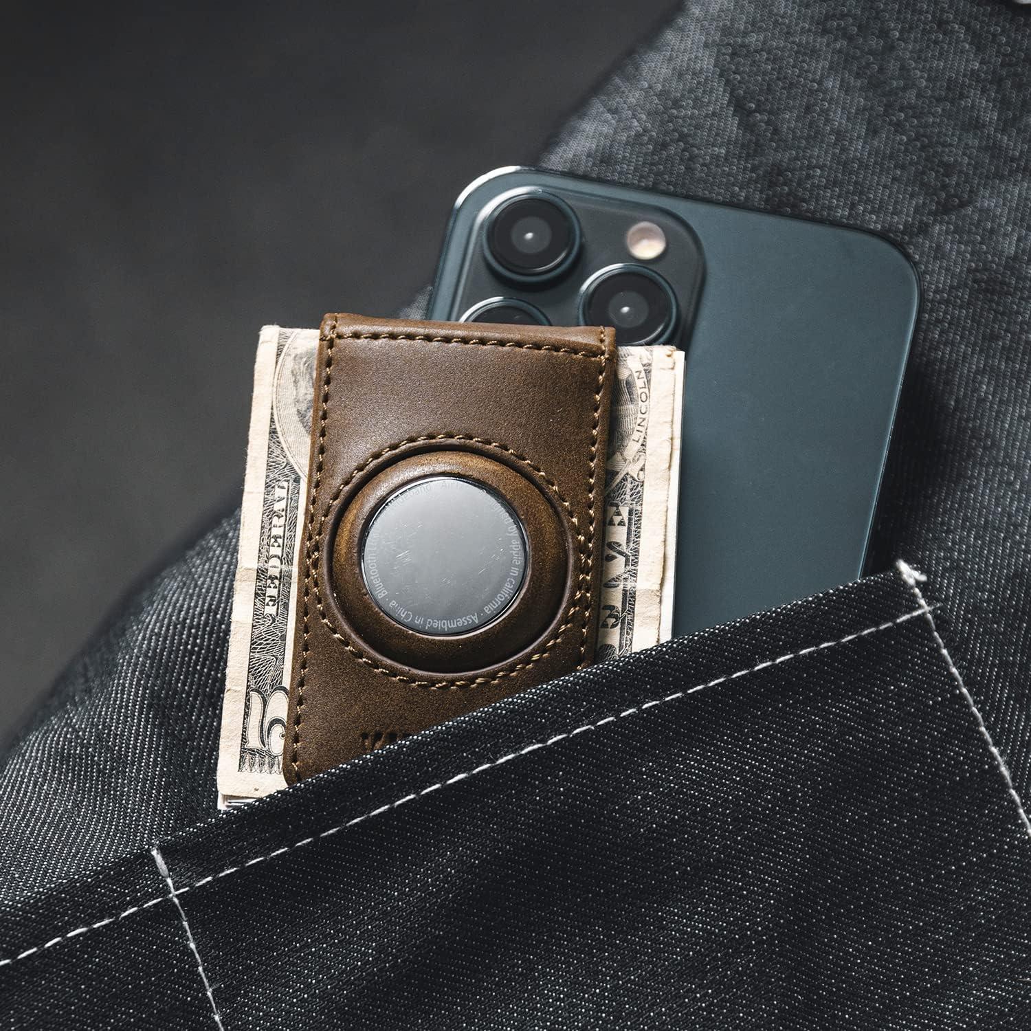 image:imageVULKIT Mens Magnetic Money Clip with Airtag Holder Airtag NOT Included Holds Up to 15 Cash or 8 CardsEspresso
