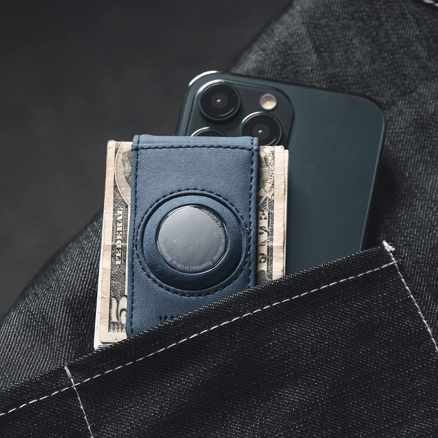 image:imageVULKIT Mens Magnetic Money Clip with Airtag Holder Airtag NOT Included Holds Up to 15 Cash or 8 CardsNavy