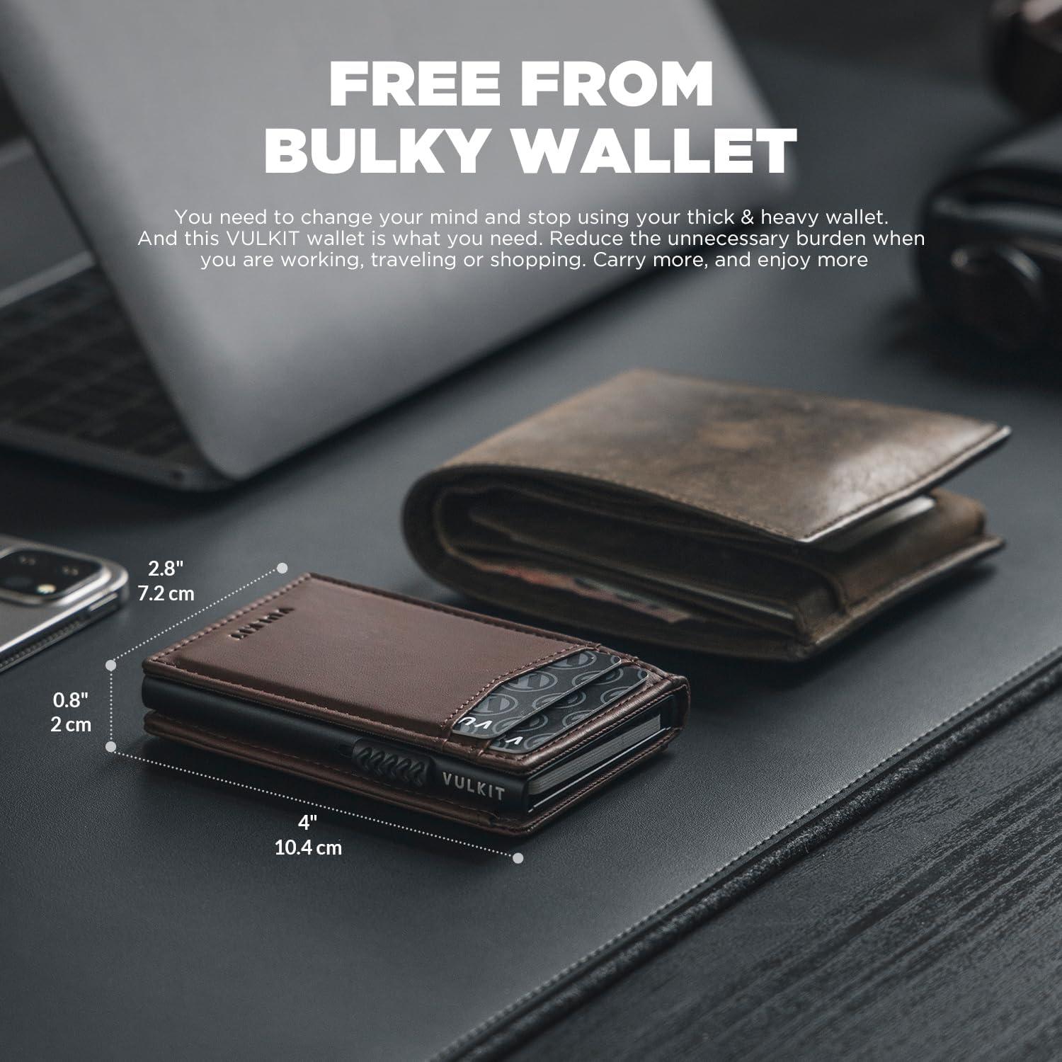 image:imageVULKIT Mens Slim Wallets Pop Up Card Holder RFID Blocking Metal Wallet Minimalist Design Holds Up to 11 CardsG2Premium EspressoMagnetic Closure