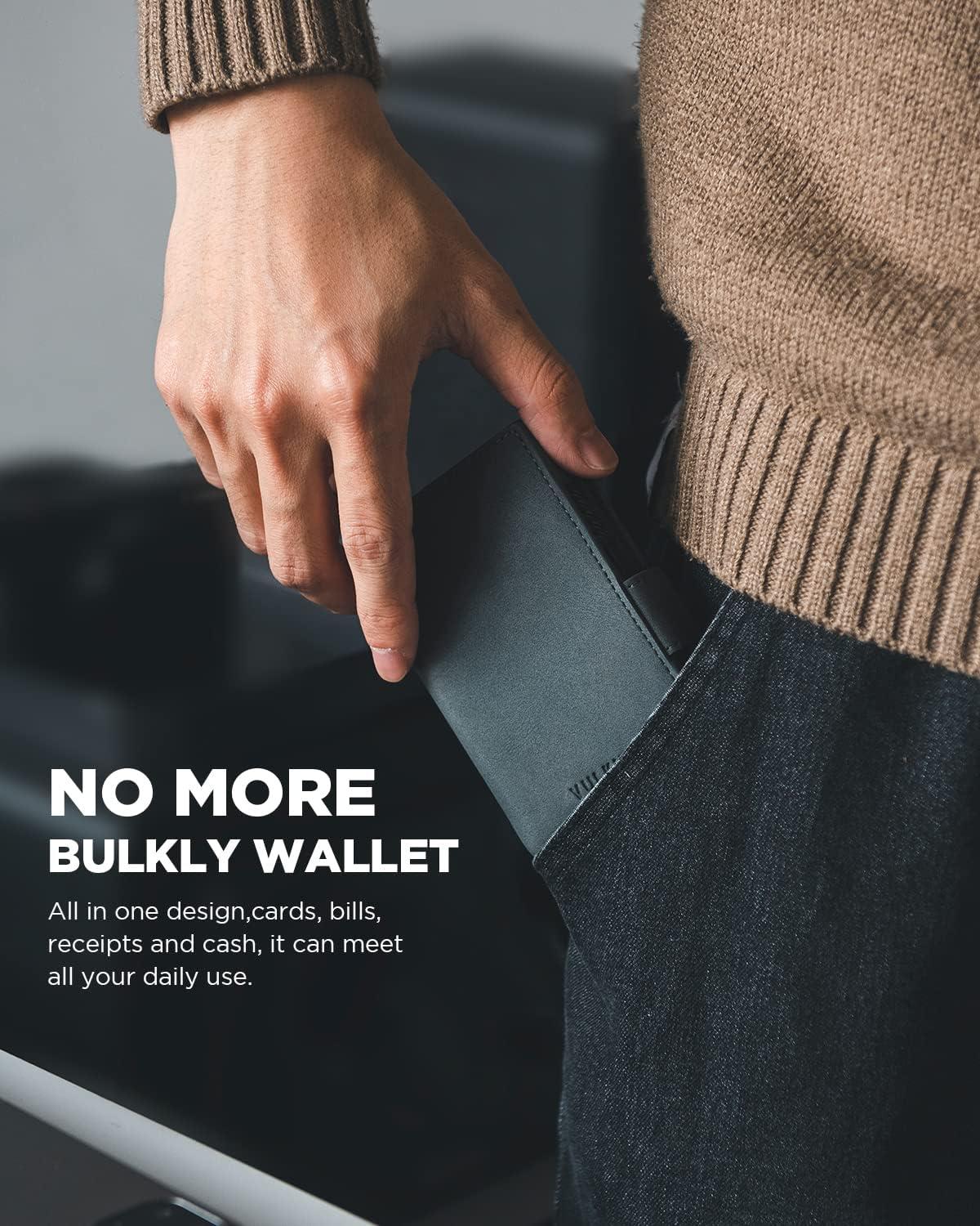 image:imageVULKIT Mens Wallet with Key Ring amp Airtag Holder Leather Pop Up Card Holder RFID Blocking Keychain Wallet Cash CompartmentBlue