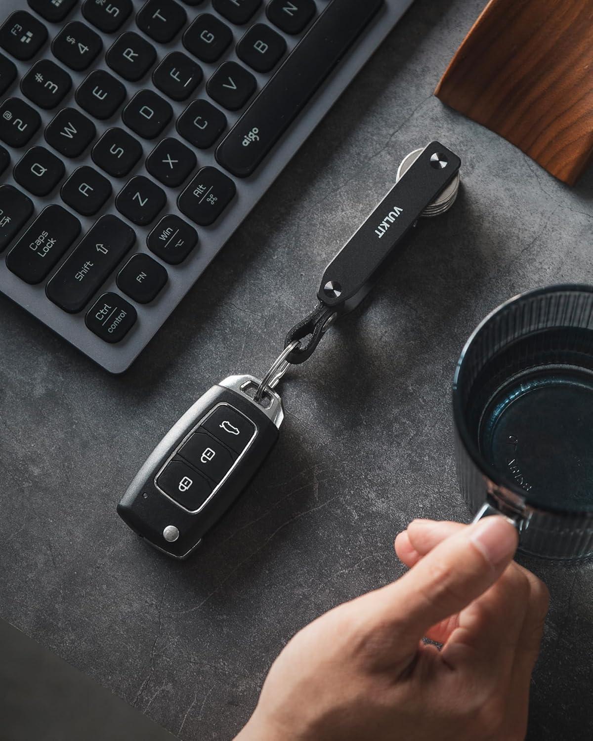 image:imageVULKIT Metal Key Organizer Minimalist Key Holder Compact Key Case KeychainBlack
