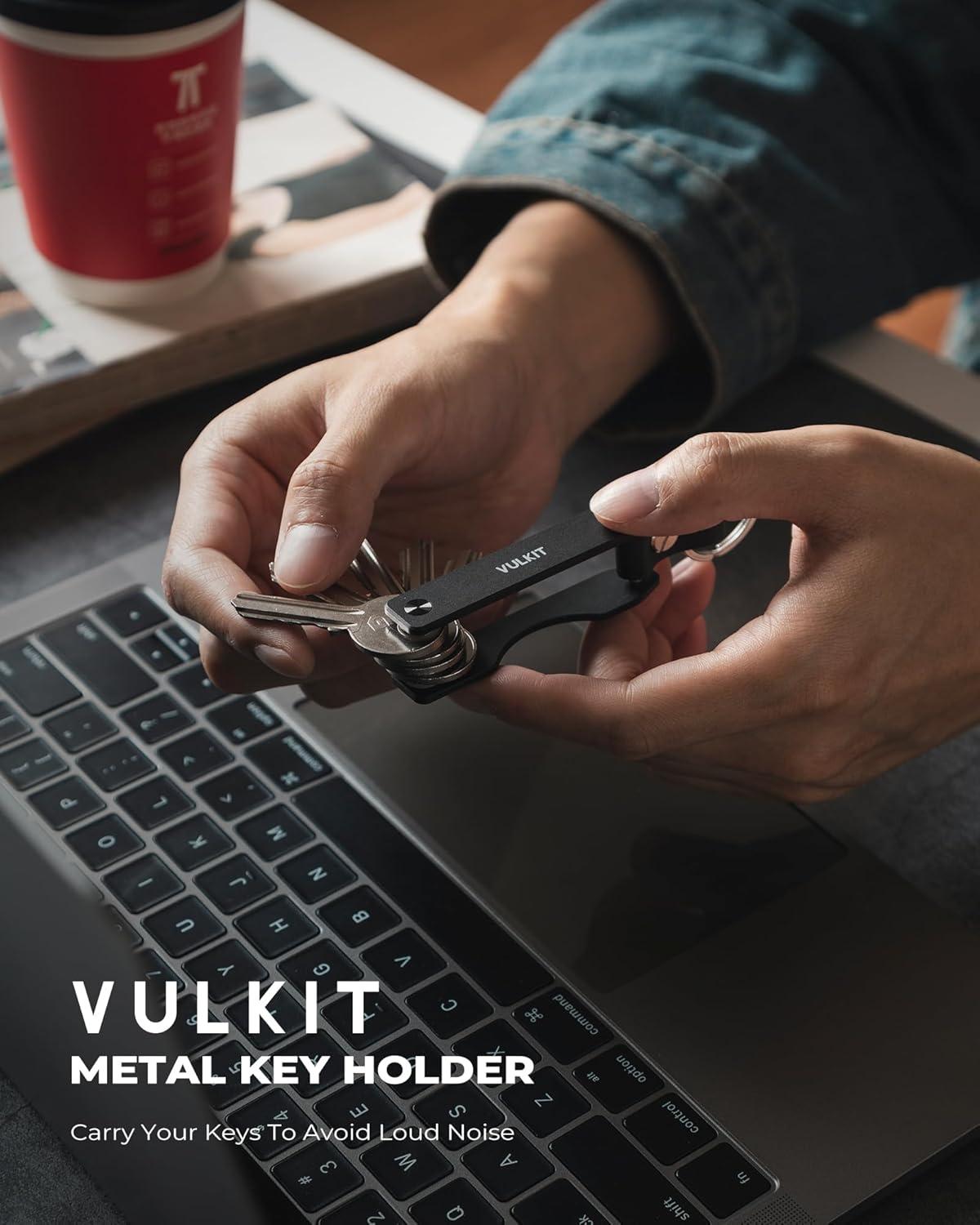 image:imageVULKIT Metal Key Organizer Minimalist Key Holder Compact Key Case KeychainBlack