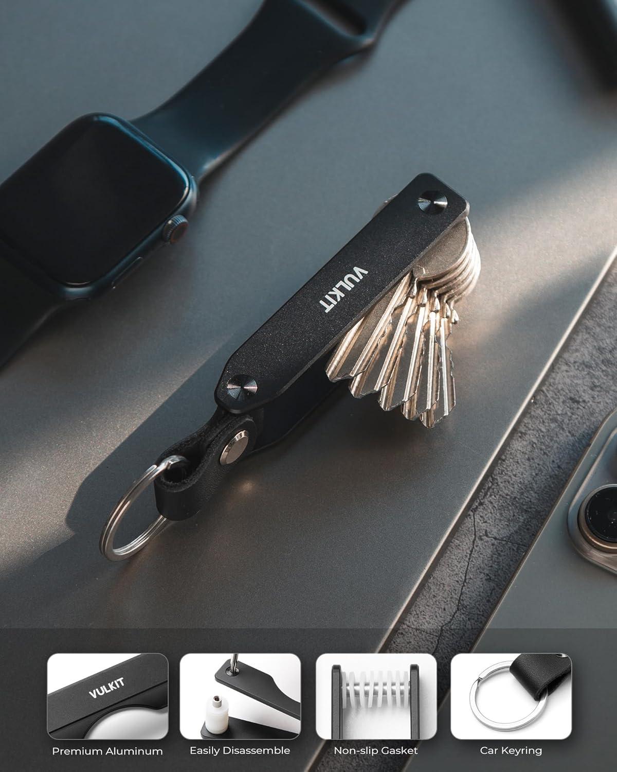 image:imageVULKIT Metal Key Organizer Minimalist Key Holder Compact Key Case KeychainBlack