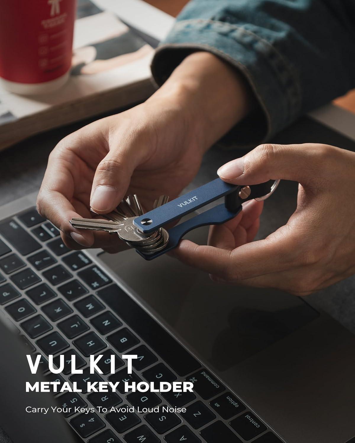 image:imageVULKIT Metal Key Organizer Minimalist Key Holder Compact Key Case KeychainBlue