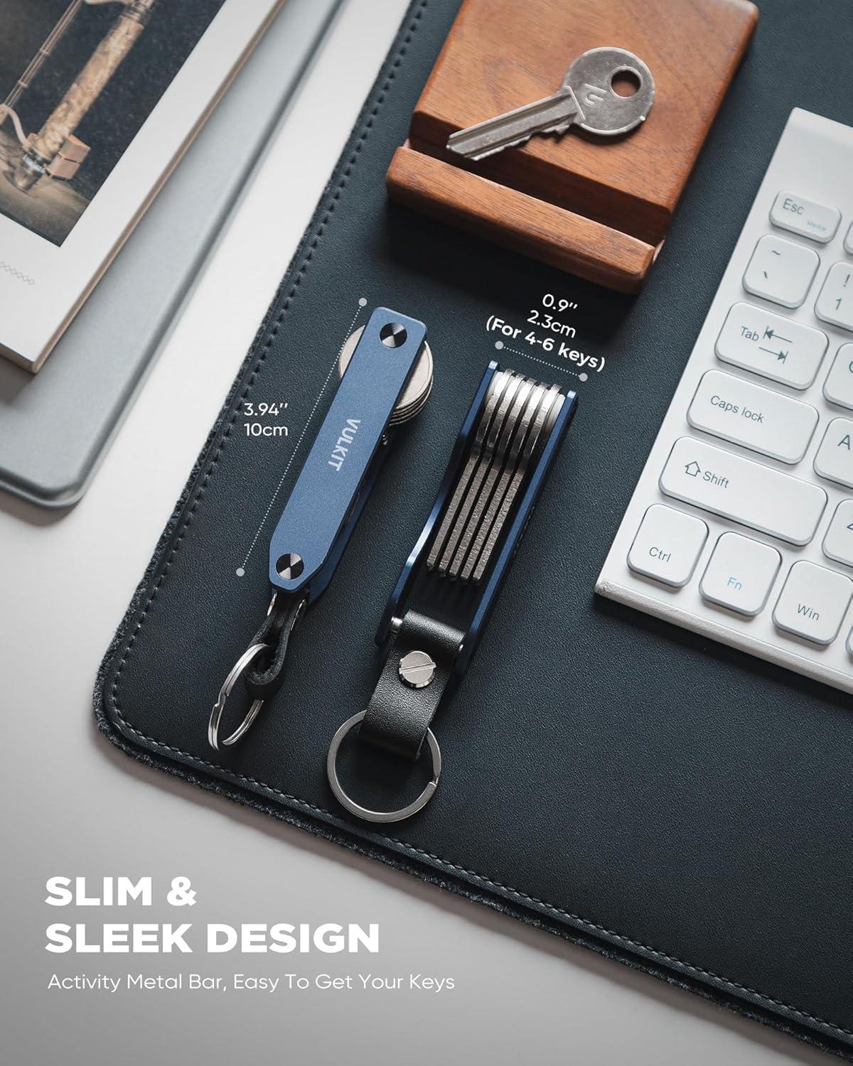 image:imageVULKIT Metal Key Organizer Minimalist Key Holder Compact Key Case KeychainBlue