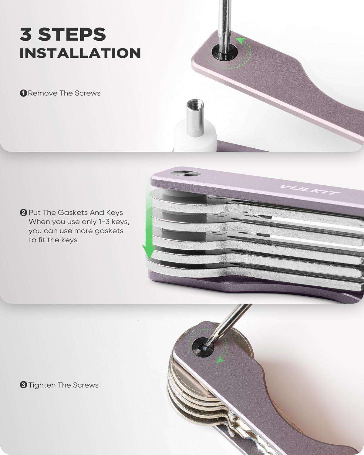 image:imageVULKIT Metal Key Organizer Minimalist Key Holder Compact Key Case KeychainLilac