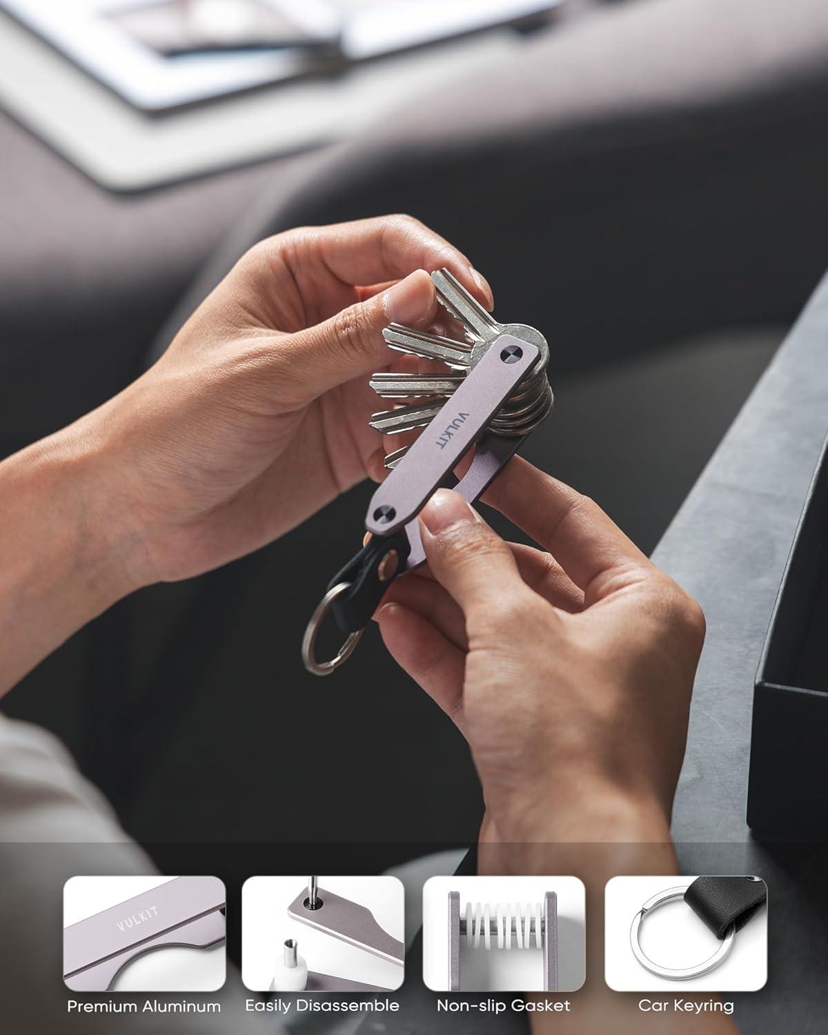 image:imageVULKIT Metal Key Organizer Minimalist Key Holder Compact Key Case KeychainLilac