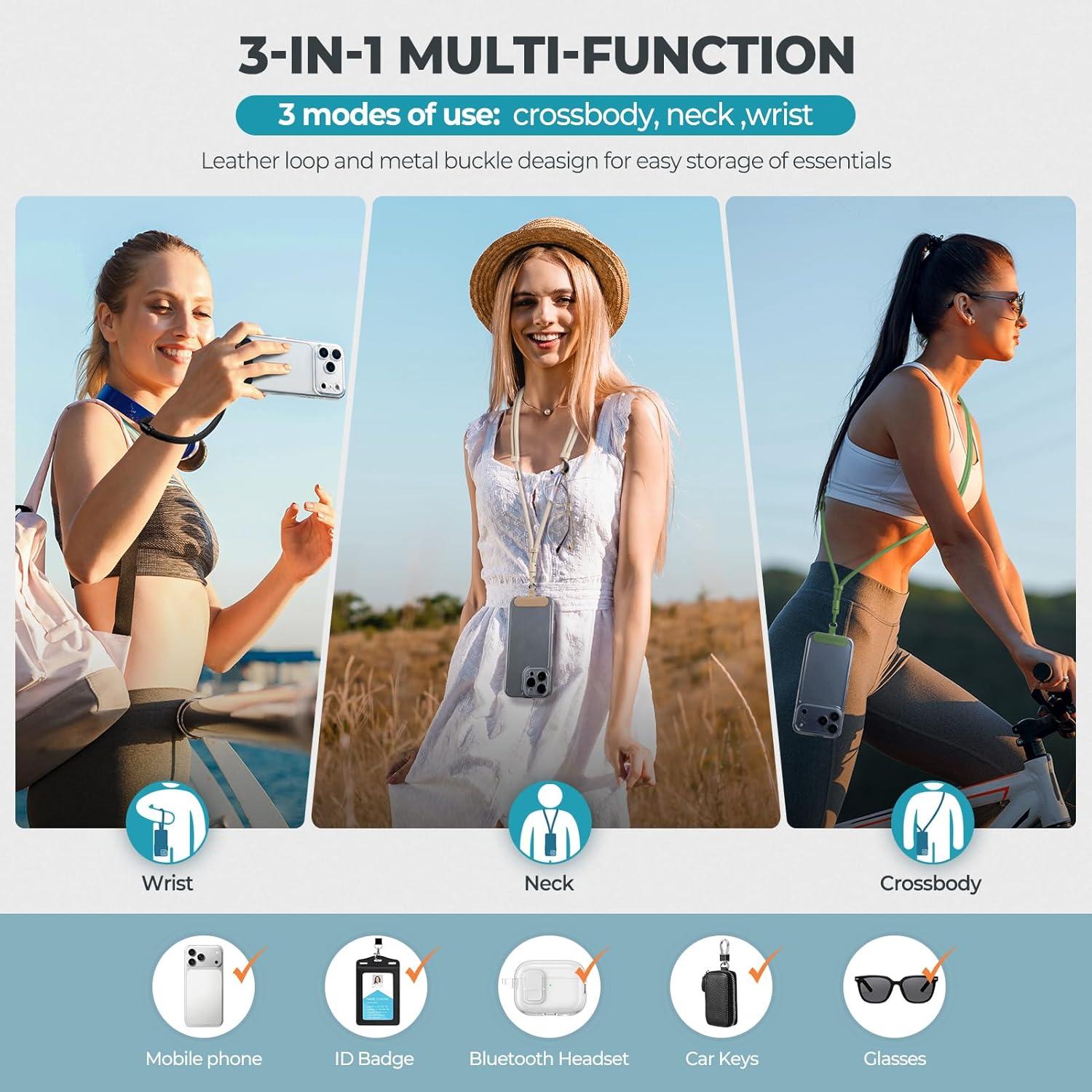 image:imageVULKIT Phone Lanyard Crossbody Cellphone Wrist Strap AntiTheft Phone Strap Adjustable Neck Lanyard with Metal BucklesGreen
