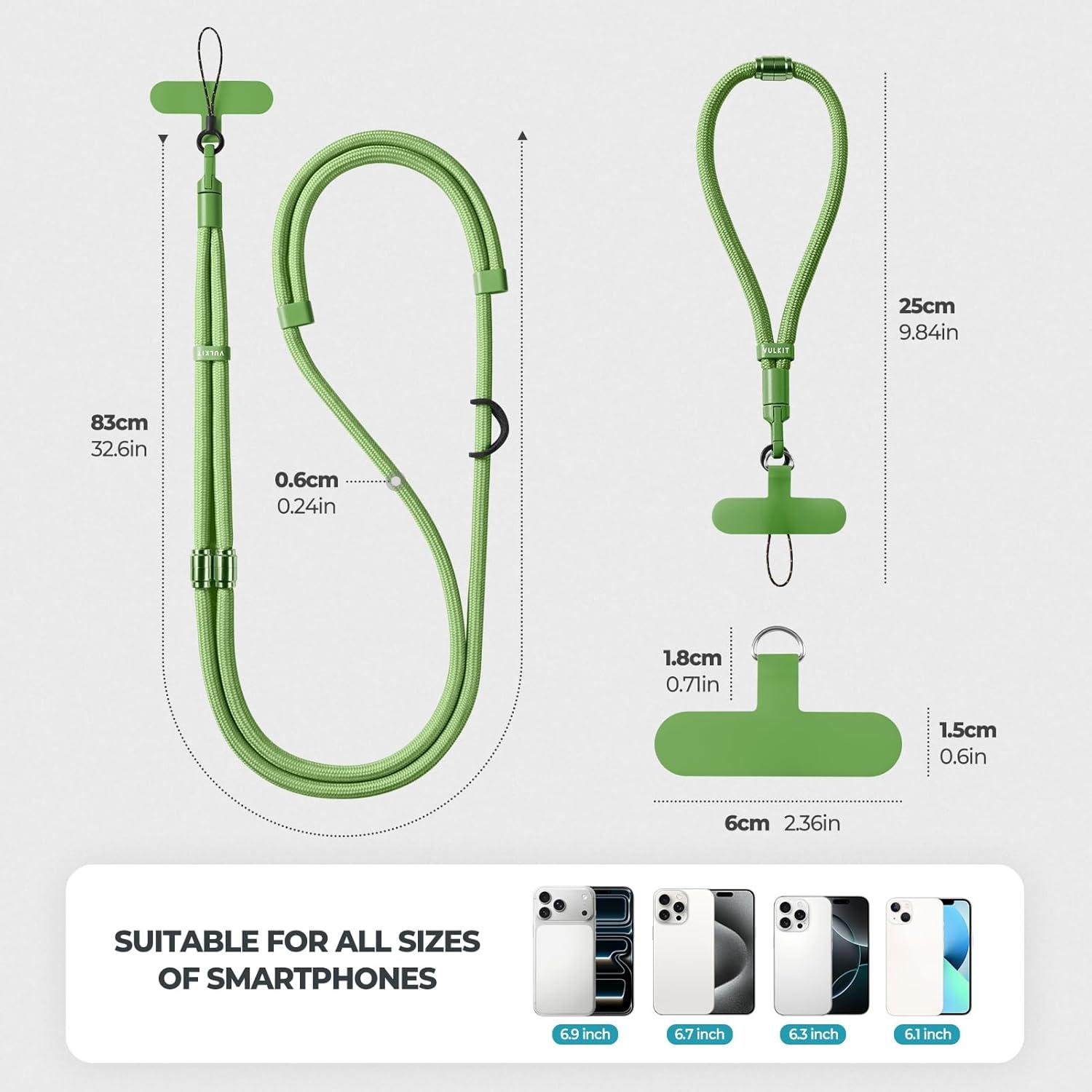 image:imageVULKIT Phone Lanyard Crossbody Cellphone Wrist Strap AntiTheft Phone Strap Adjustable Neck Lanyard with Metal BucklesGreen