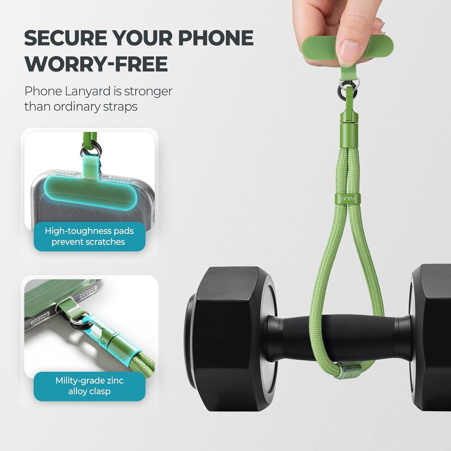 image:imageVULKIT Phone Lanyard Crossbody Cellphone Wrist Strap AntiTheft Phone Strap Adjustable Neck Lanyard with Metal BucklesGreen