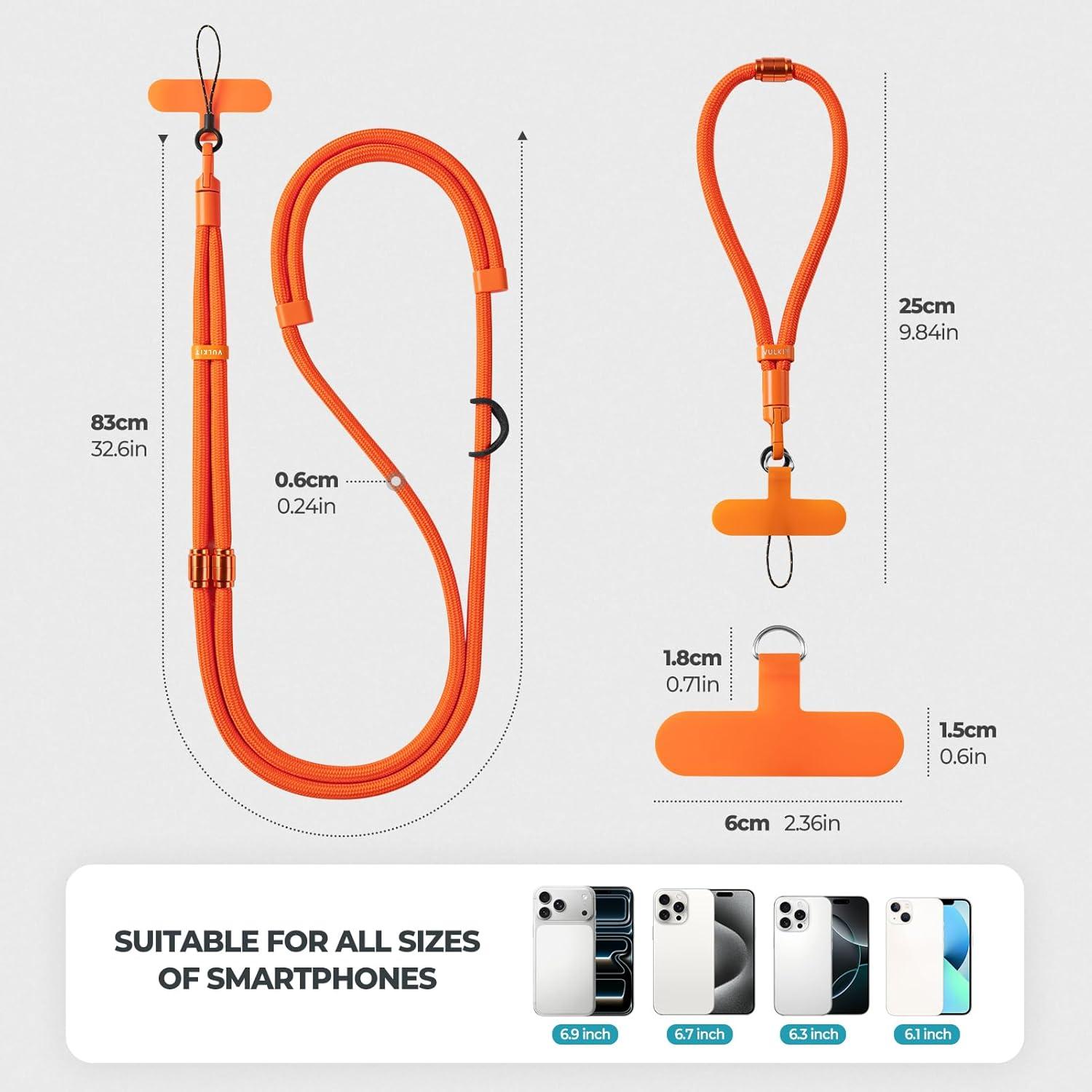 image:imageVULKIT Phone Lanyard Crossbody Cellphone Wrist Strap AntiTheft Phone Strap Adjustable Neck Lanyard with Metal BucklesOrange