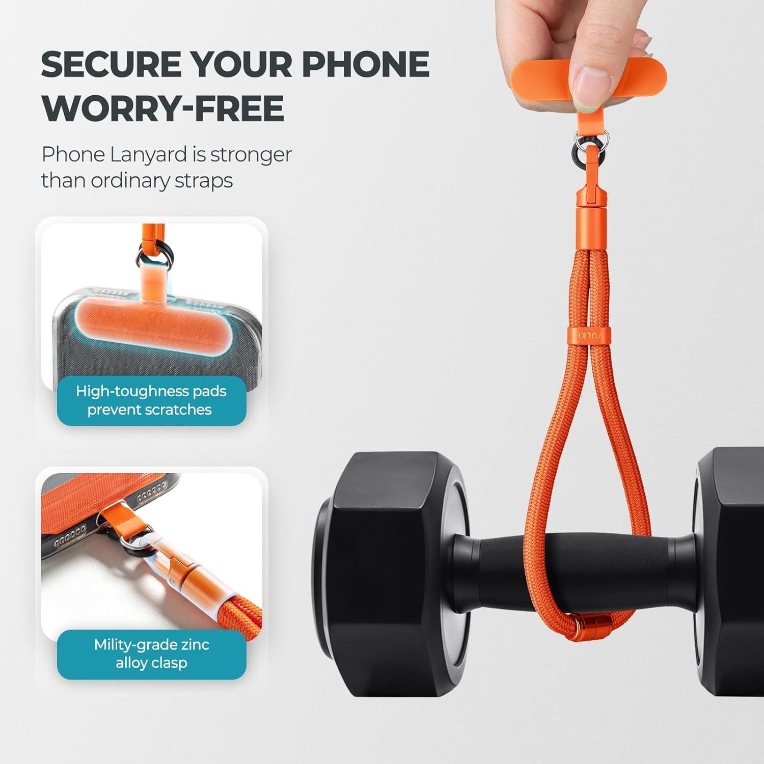 image:imageVULKIT Phone Lanyard Crossbody Cellphone Wrist Strap AntiTheft Phone Strap Adjustable Neck Lanyard with Metal BucklesOrange