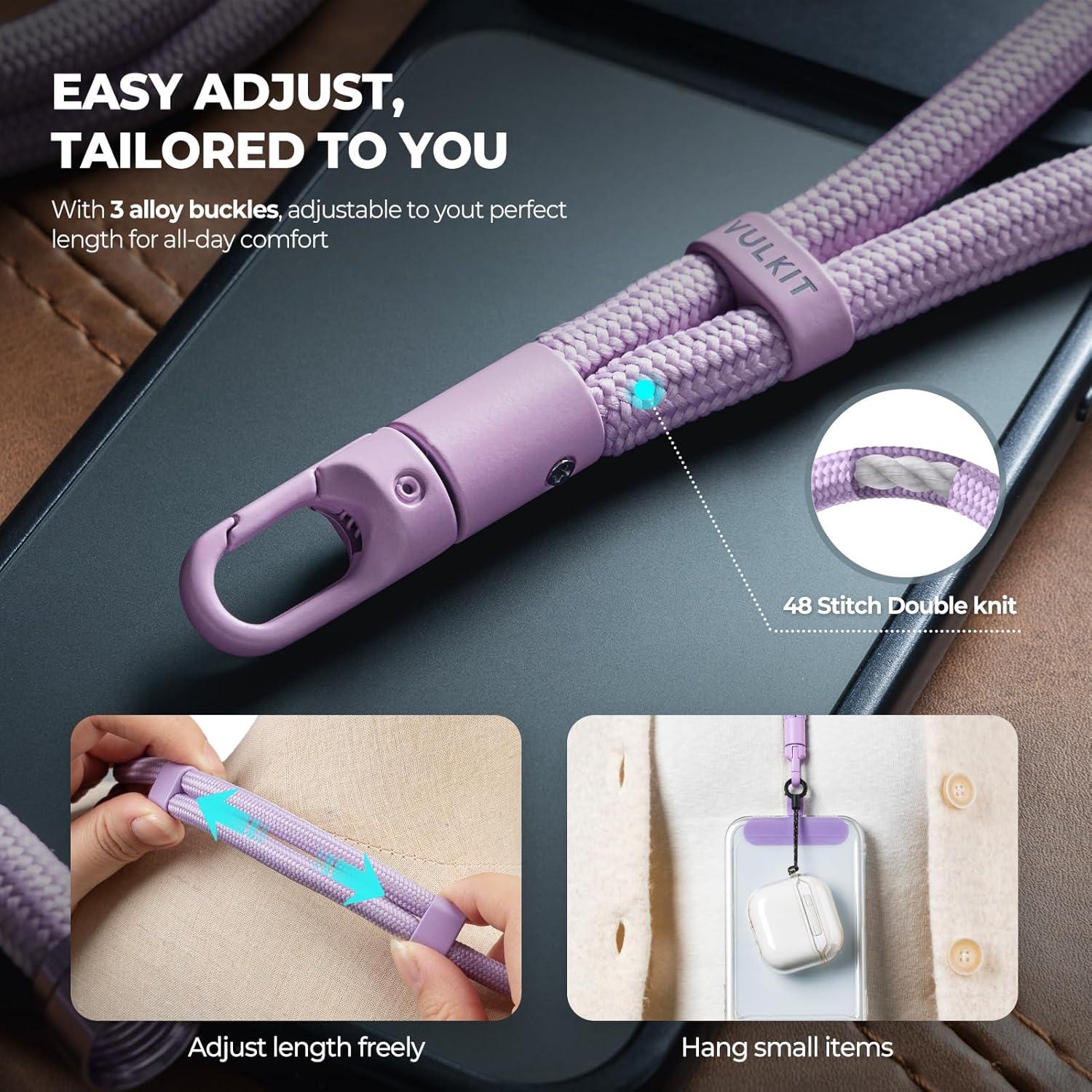 image:imageVULKIT Phone Lanyard Crossbody Cellphone Wrist Strap AntiTheft Phone Strap Adjustable Neck Lanyard with Metal BucklesPurple