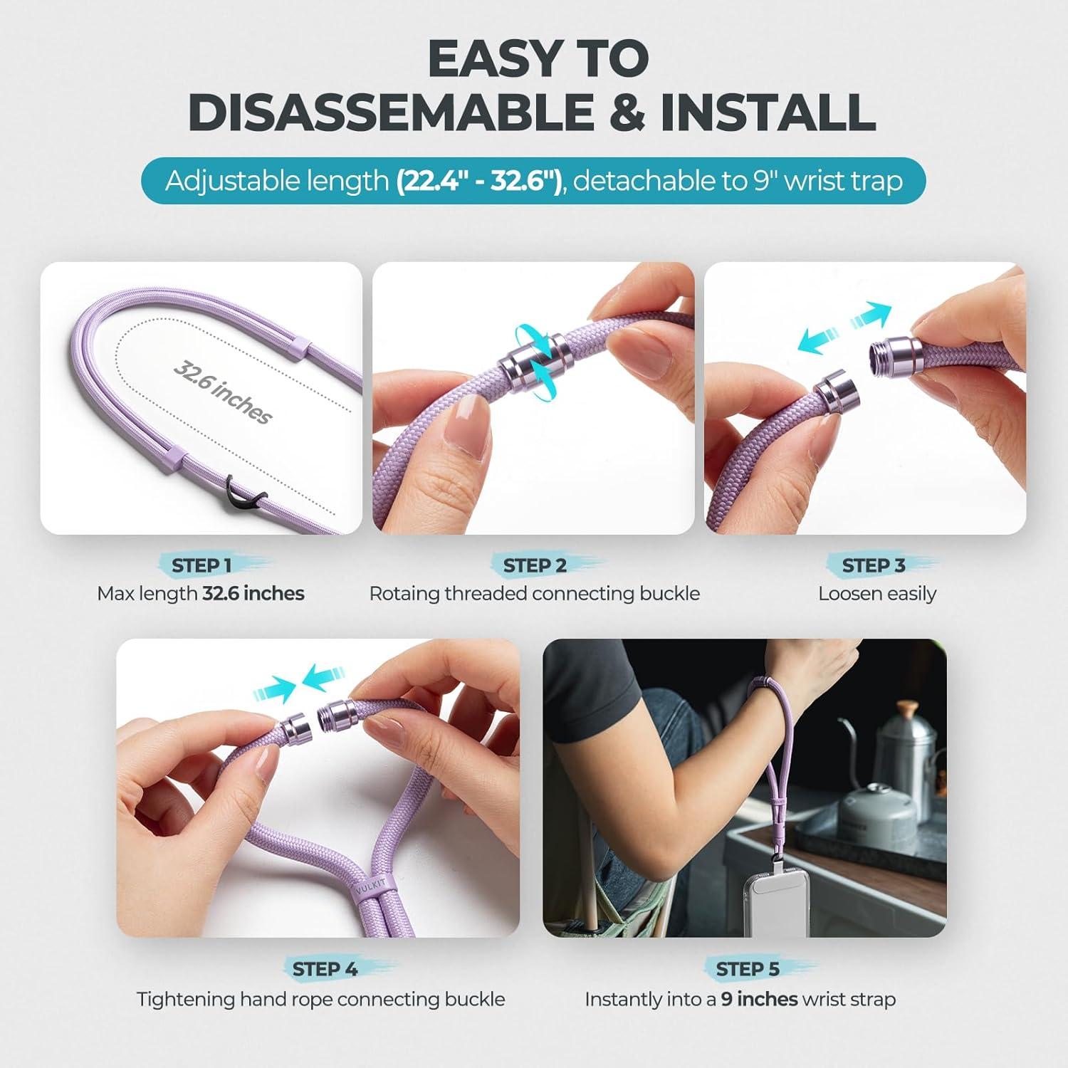image:imageVULKIT Phone Lanyard Crossbody Cellphone Wrist Strap AntiTheft Phone Strap Adjustable Neck Lanyard with Metal BucklesPurple