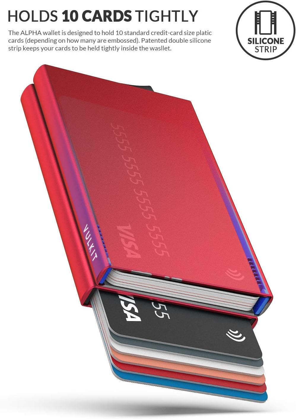 image:imageVULKIT Pop Up Card Holder Minimalist Card Case RFID Blocking 2 Double Slim Metal Case for Men or Women Red