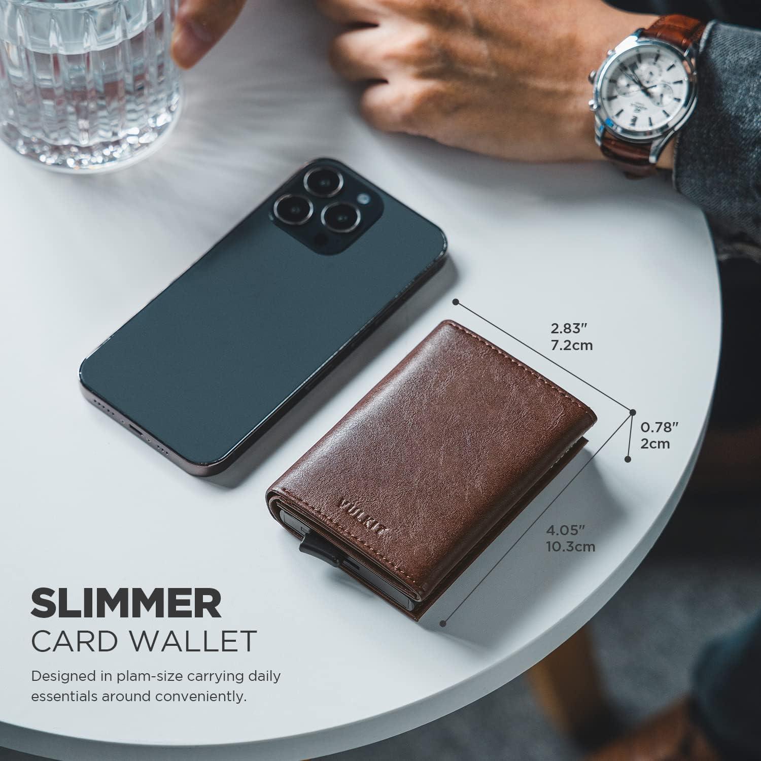 image:imageVULKIT Pop up Card Wallet Minimalist Cash Wallets RFID Blocking Leather Smart Credit Card Holder with ID window for MenEspresso