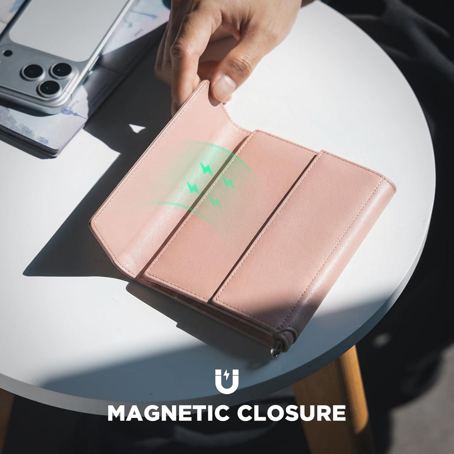 image:imageVULKIT RFID Blocking Passport Holder for Travel Multifunctional Passport Cover for Men amp Women Designed for LongDistance Trips Large Capacity Phone amp Tablet Stand Function Forest GreenRose Dust