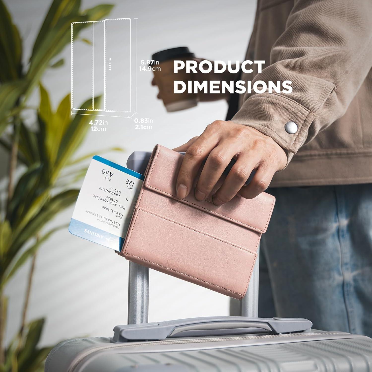 image:imageVULKIT RFID Blocking Passport Holder for Travel Multifunctional Passport Cover for Men amp Women Designed for LongDistance Trips Large Capacity Phone amp Tablet Stand Function Forest GreenRose Dust
