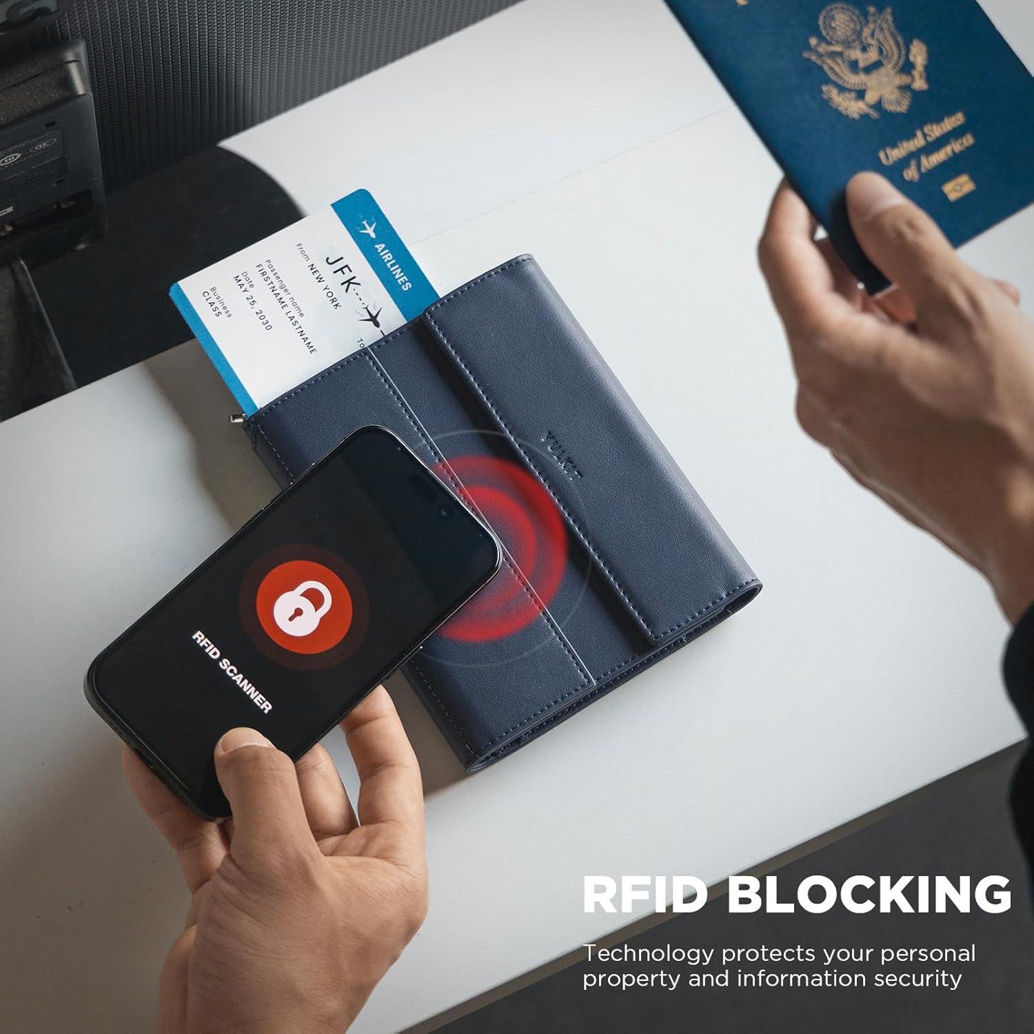 image:imageVULKIT RFID Blocking Passport Holder for Travel Multifunctional Passport Cover for Men amp Women Designed for LongDistance Trips Large Capacity Phone amp Tablet Stand Function Forest GreenMidnight Navy