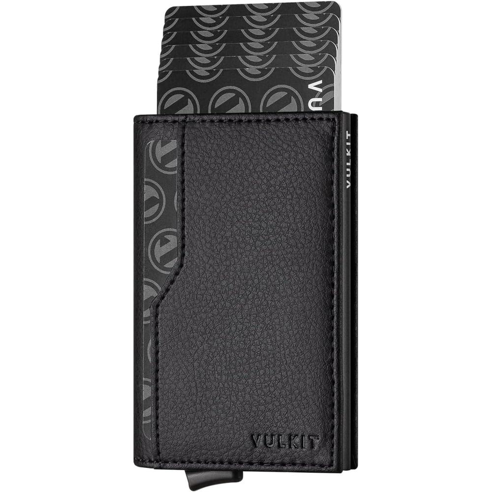 image:imageVULKIT Card Holder Wallet with Double ID Windows RFID Blocking Pop Up Wallet Minimalist Design for 12 CardsBlack